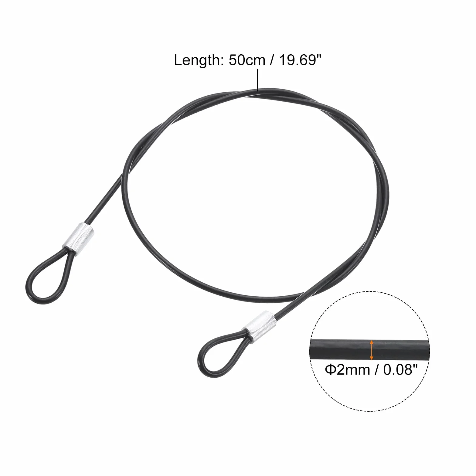 Smycz ze stali nierdzewnej 50 cm x 2 mm z powlekanym winylem QUARKZMAN