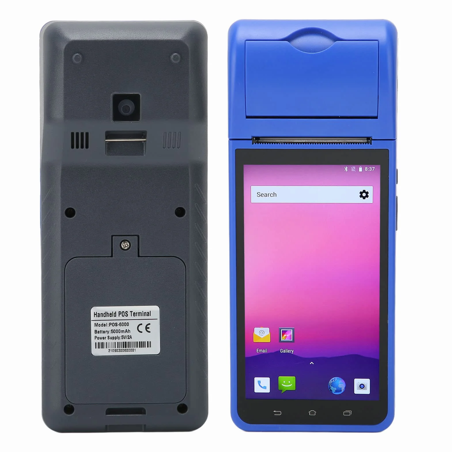 Drukarka Paragonów Biznesowych, Drukarka Termiczna 58 Mm z Ekranem Dotykowym Android OS 5,5", Obsługa Ręcznych Urządzeń POS 4G, Bluetooth, Wi-Fi dla Androida 8.1.0, dla Restauracji,(Niebieski)