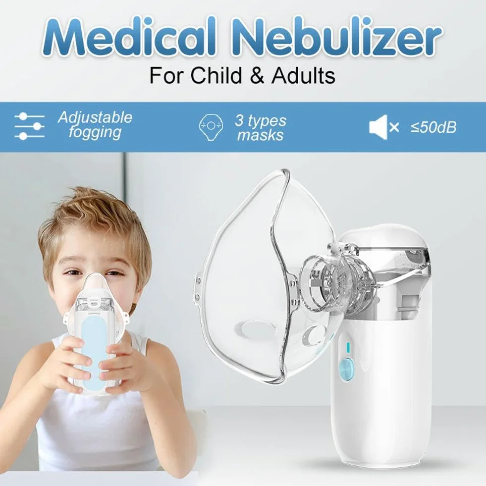Przenośny nebulizator dla dorosłych i dzieci, inteligentny cyfrowy wyświetlacz, przenośny nebulizator, ręczny nebulizator do podróży i użytku domowego