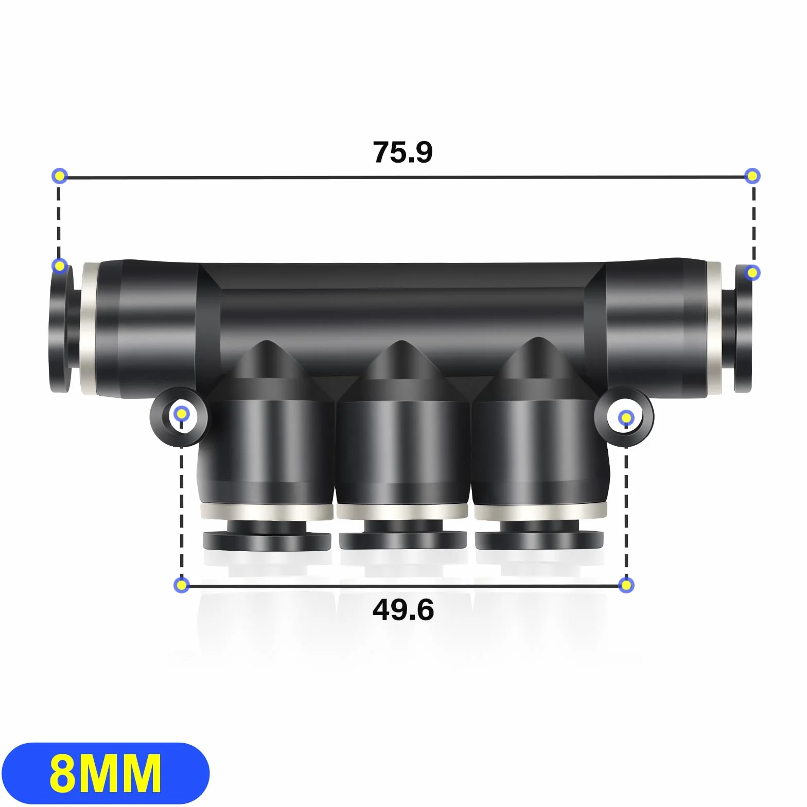 TAILONZ PNEUMATIC 8 mm OD PK-8 5 szt. złączy wciskanych plastikowe szybkozłączki