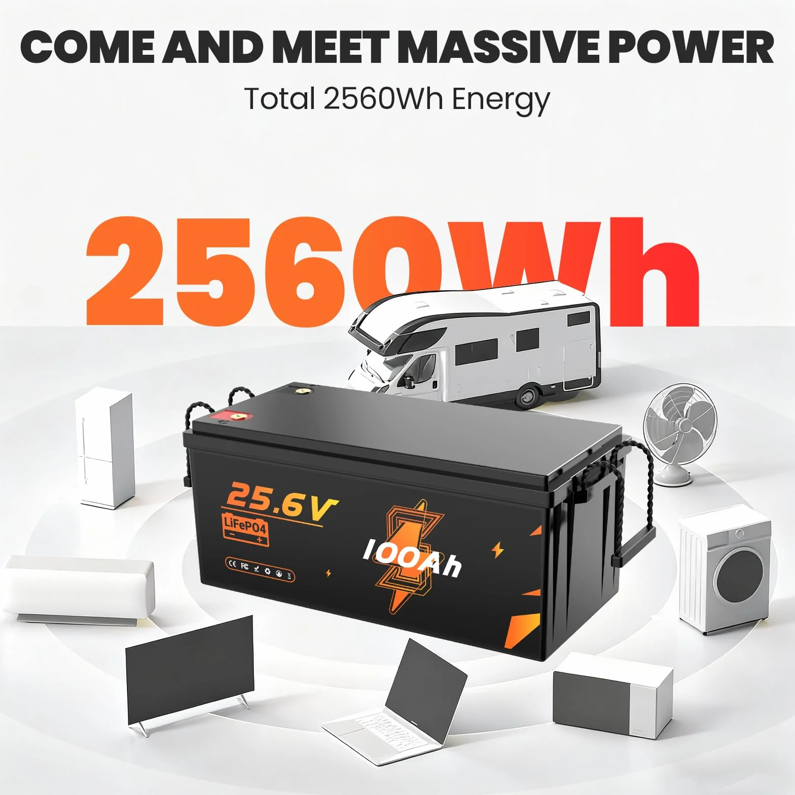 LiFePO4 akumulator litowy 24 V 100 Ah 2560 Wh 100 A BMS Deep Cycle do kamperów