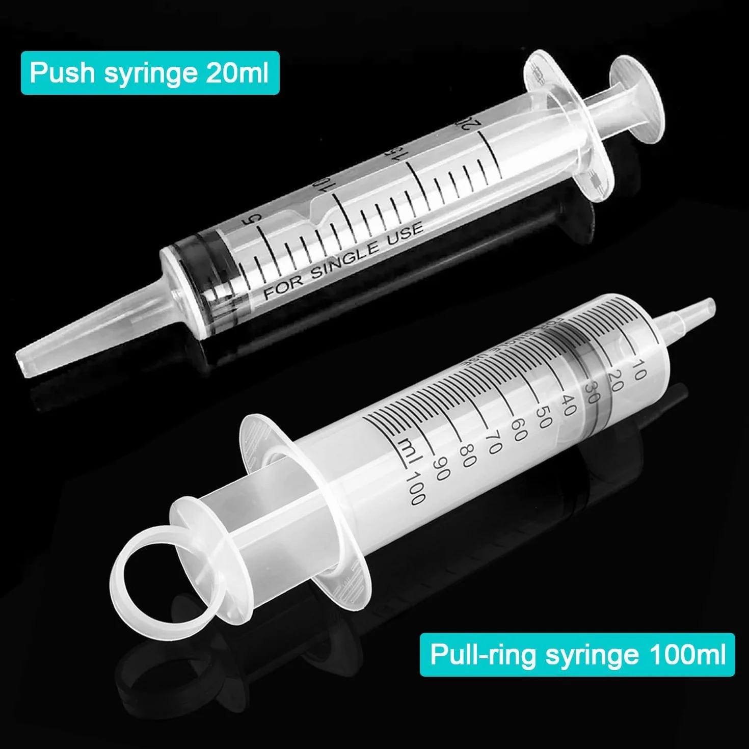 Zestaw 8 strzykawek, 3 strzykawki 100 ml + 2 strzykawki 20 ml + 3 tubki strzykawkowe, przezroczyste, strzykawki wielokrotnego użytku, do ogrodu