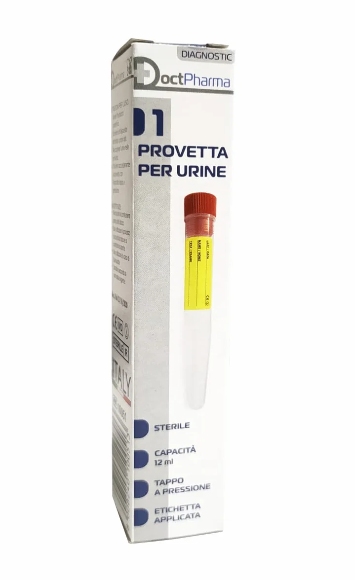 Sterylne probówki do analizy moczu | Zestaw 2 szt. | Etykieta do zbierania danych | Pojemność 12 ml | Trwałe i przezroczyste tworzywo sztuczne, termoutwardzalne