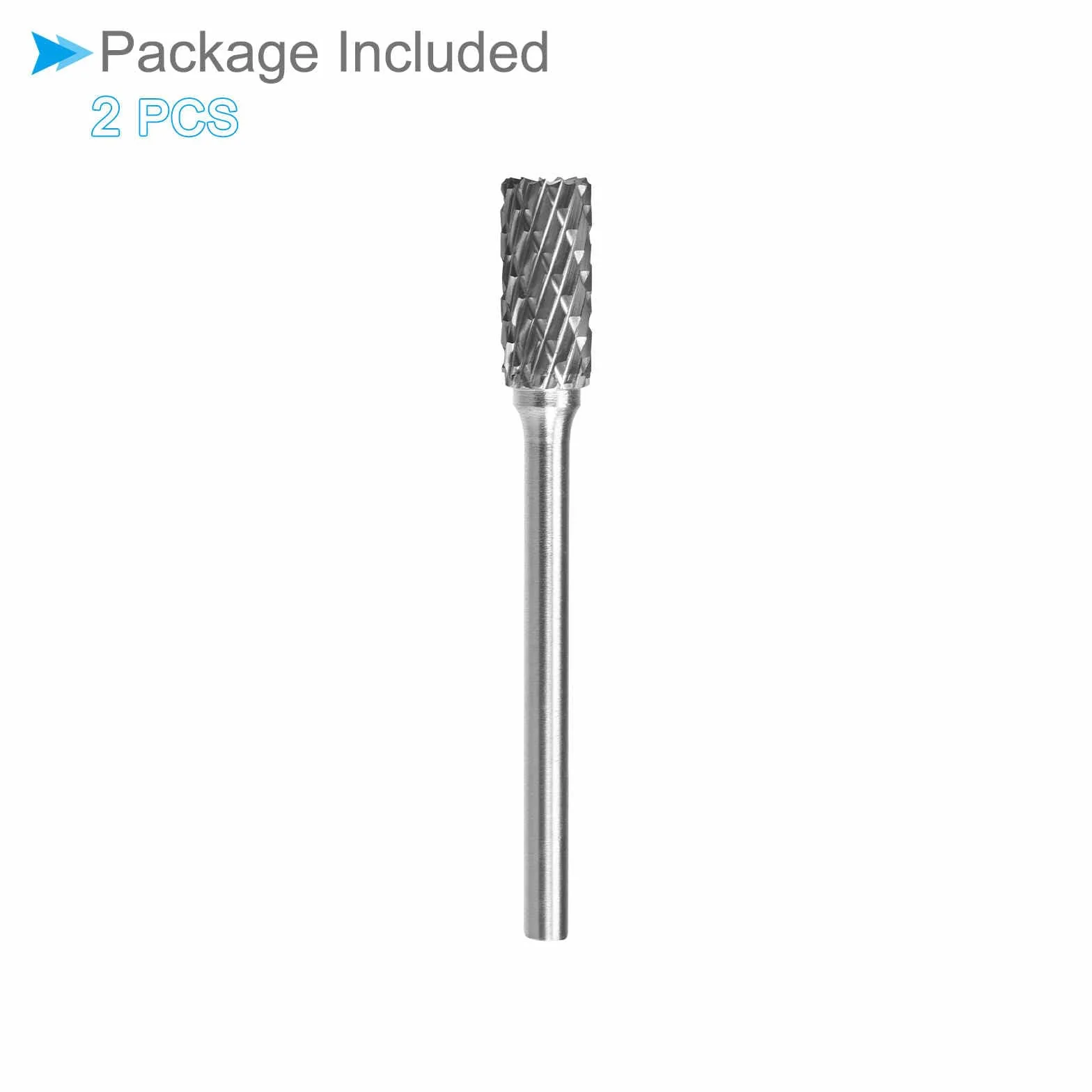 Pilnik obrotowy z węglika wolframu, trzpień 3 mm średnica 5 mm, podwójne cięcie cylinder, 2 sztuki