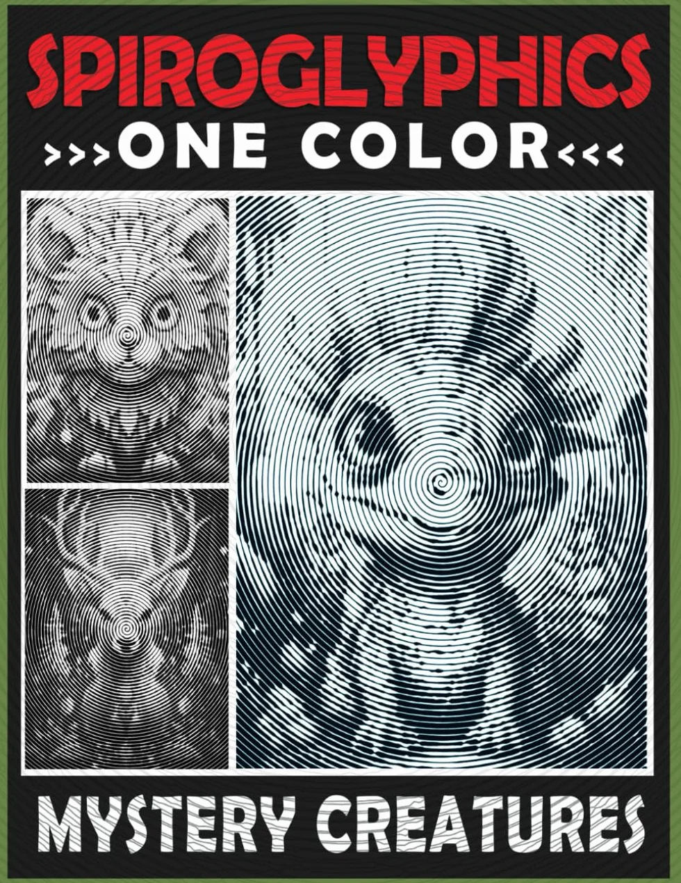 Spiroglyphics One Color Mystery Creatures: Spiral Coloring Book for Adults, Hidden Pictures for Relaxation & Stress Relief