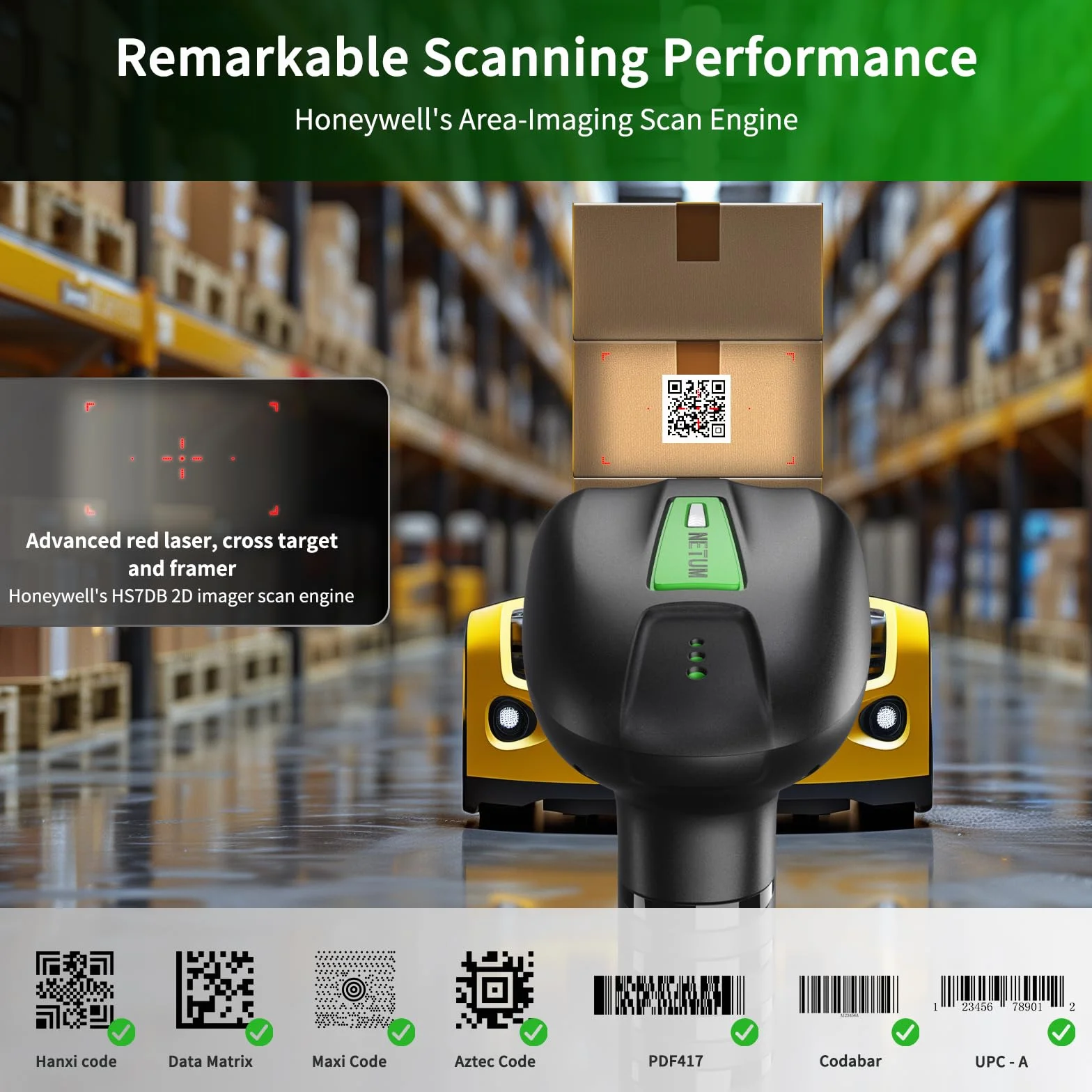 NETUM Skaner kodów QR Bluetooth 2D 1D 2600 mAh NT-1900