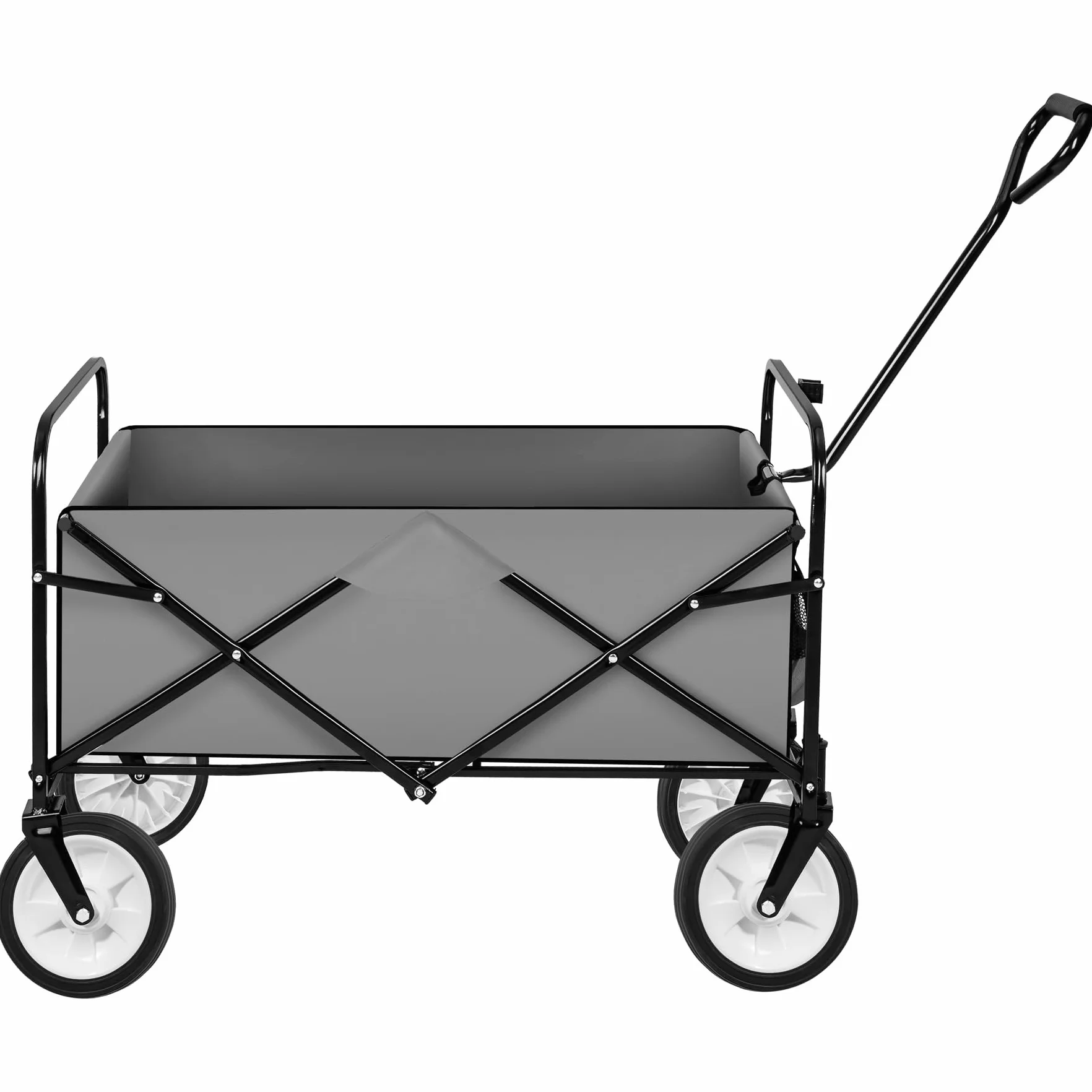Tectake składany wózek z kieszeniami z siatki 92 x 53,5 x 117 cm szary