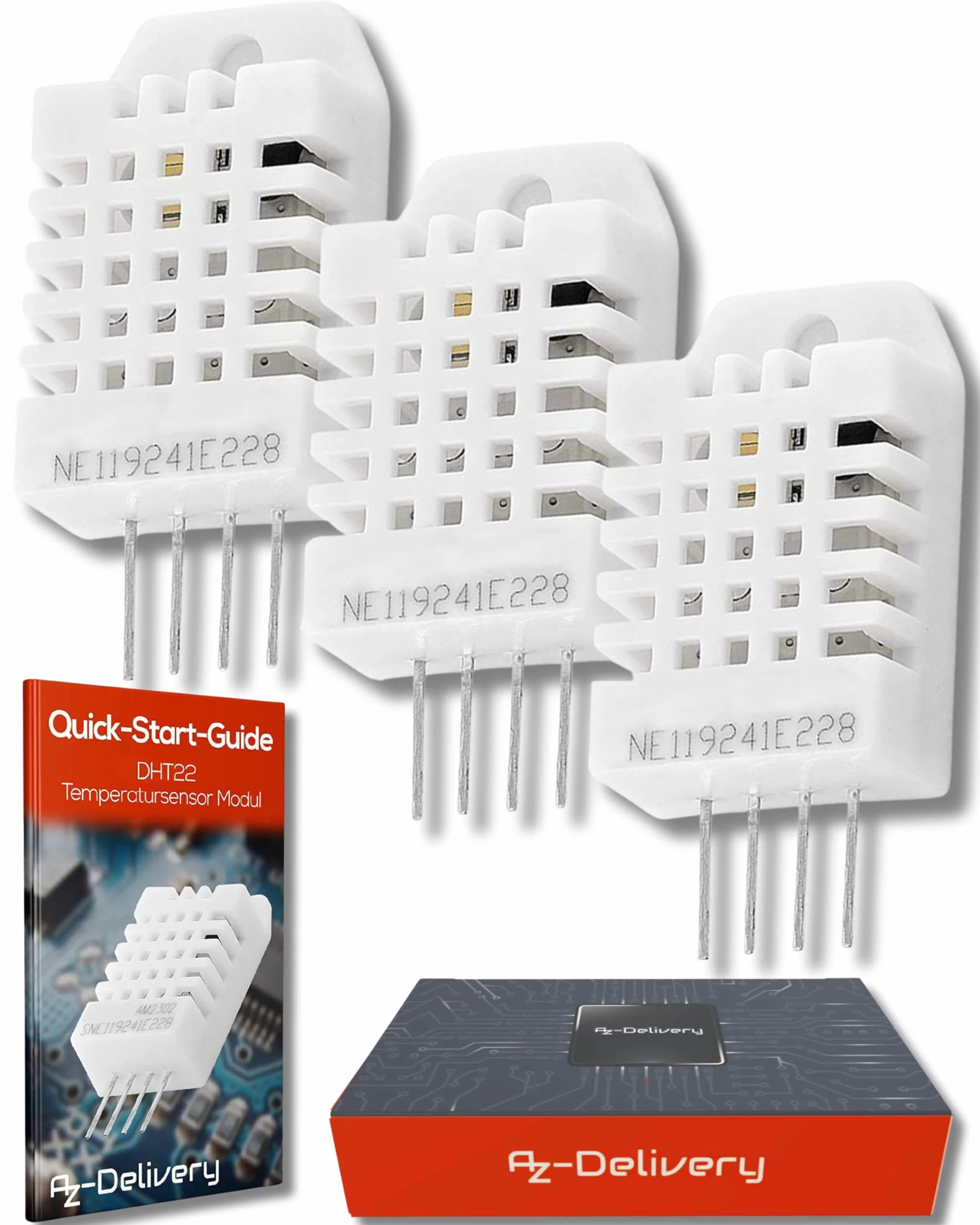 AZDelivery DHT22 AM2302 czujnik temperatury i czujnik wilgotności kompatybilny z Arduino i Raspberry Pi wraz z e-book!