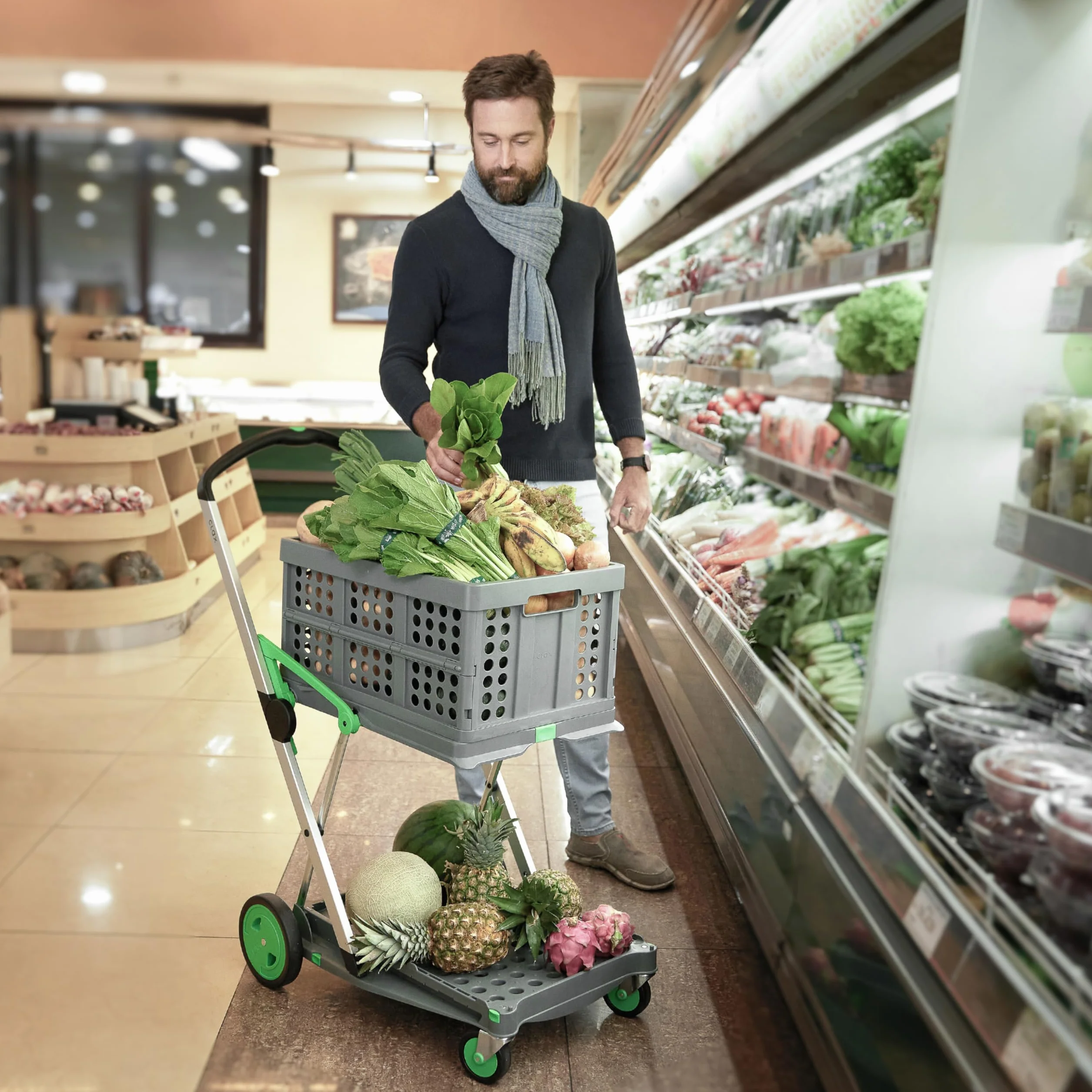 CLAX® Składany Wózek Transportowy z 2 Skrzyniami