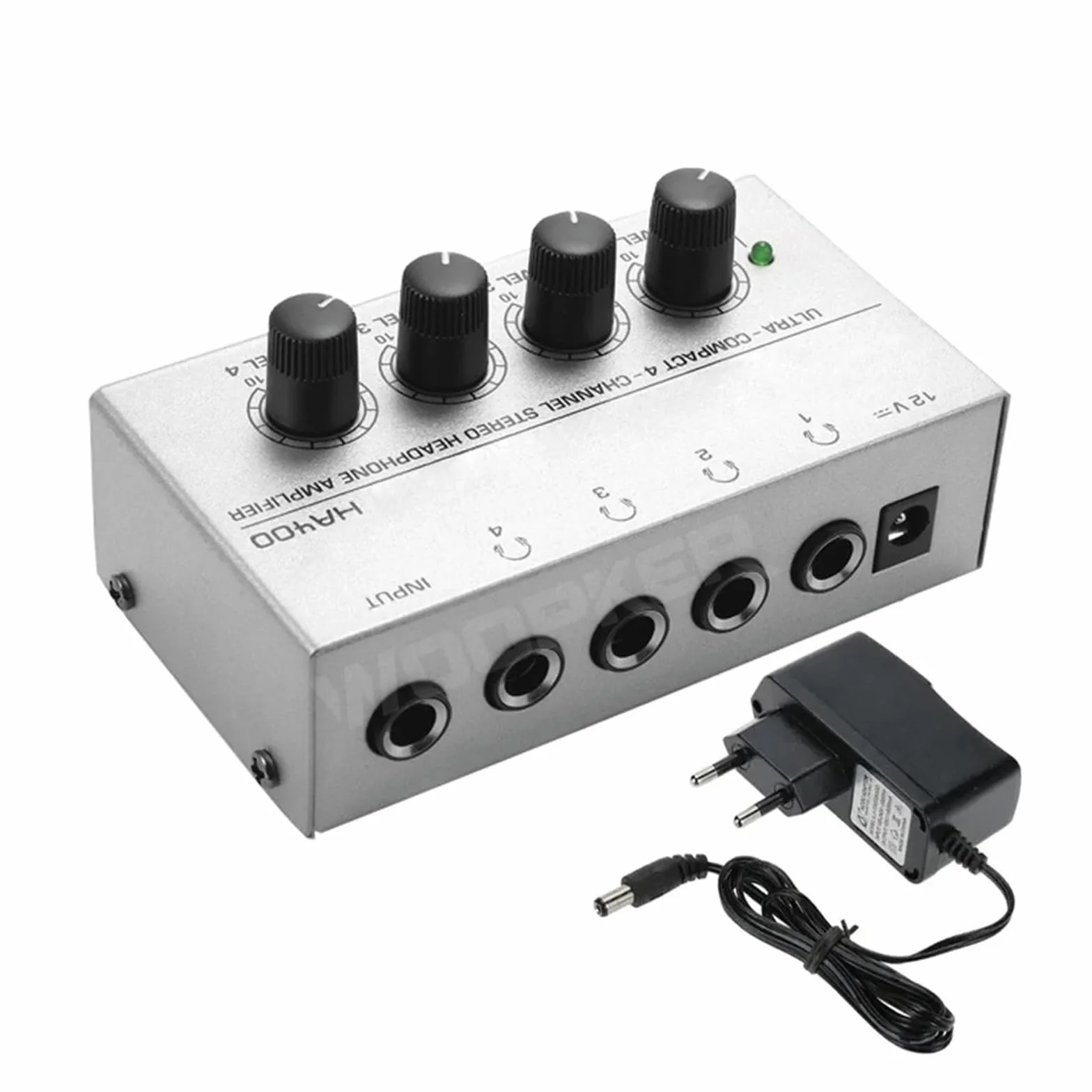 HA400 Headset Amplifier 4-Channel Mini Stereo Headphone AMP Silver