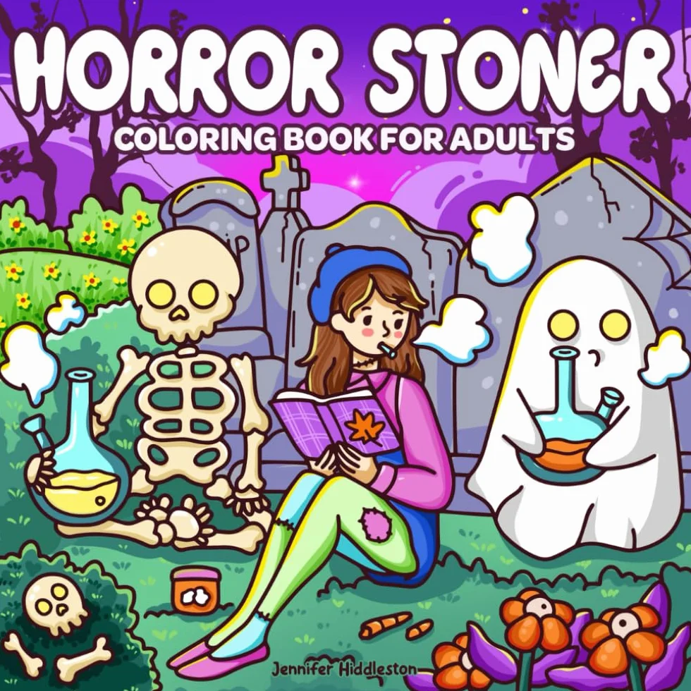 Coloring Book for Adults: Horror Stoner Adorable Spooky Creatures Cute Hygge Moments