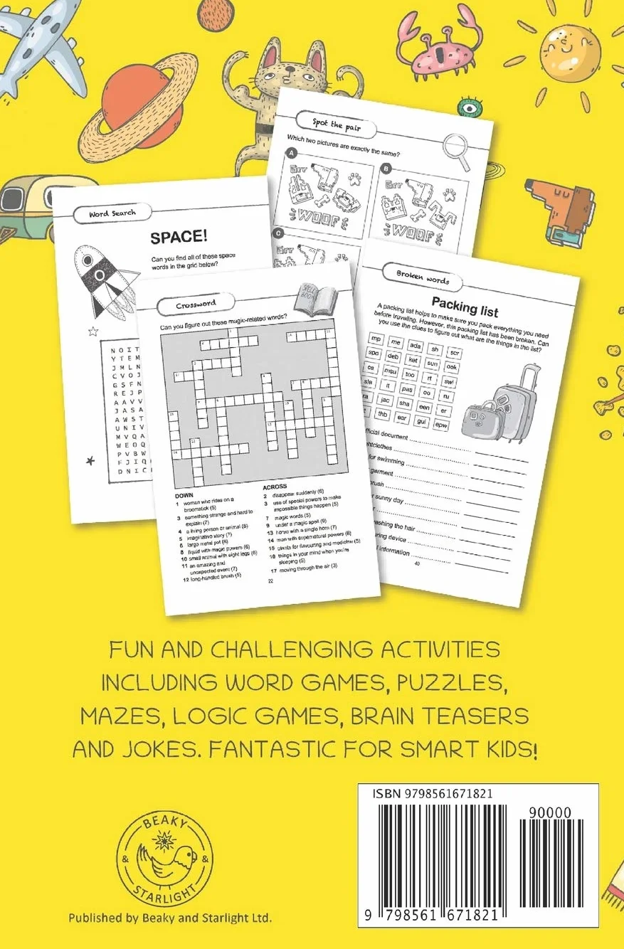 Fun Puzzles Word Games Brain Teasers Activity Book for Kids Ages 9-12