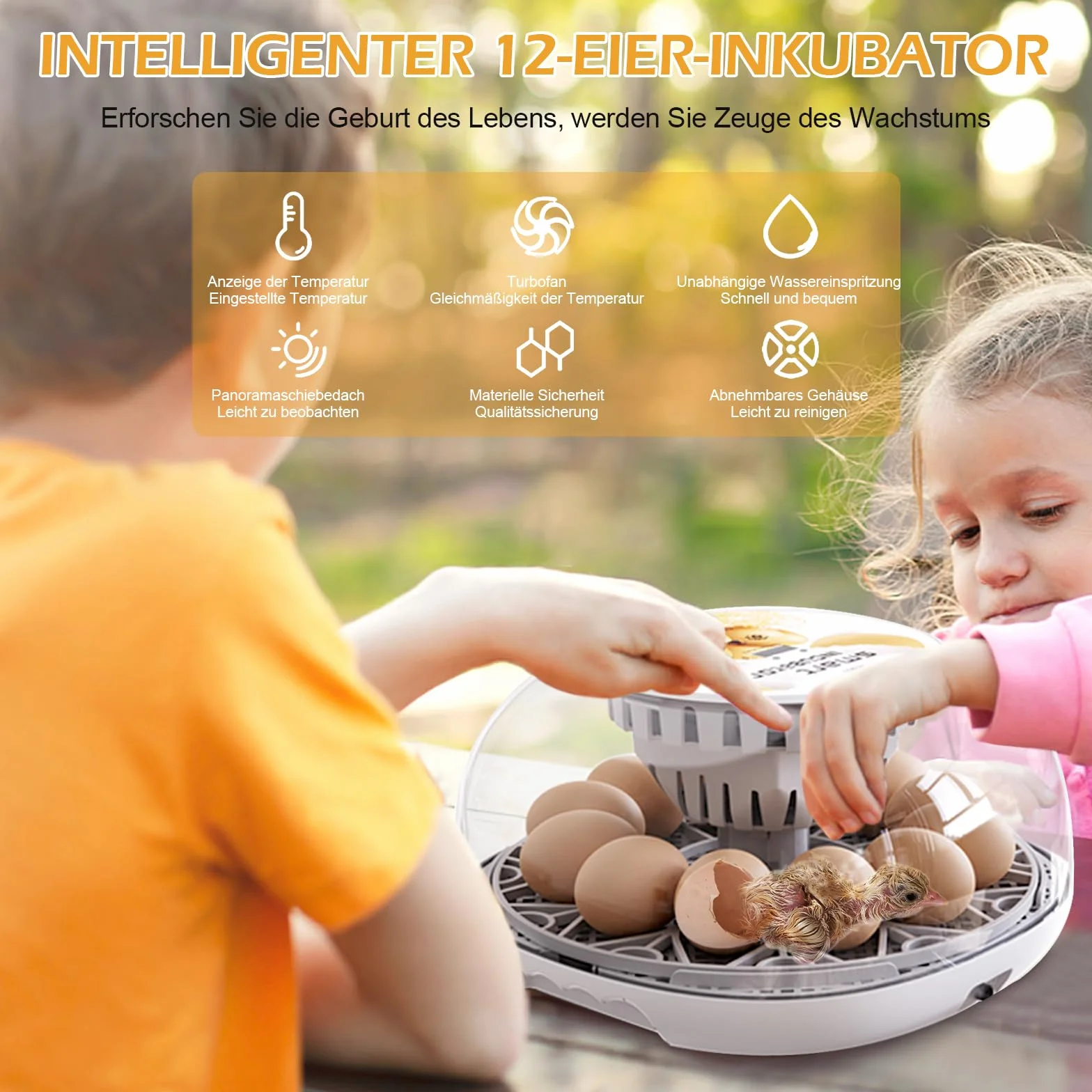 Automatyczny inkubator dla kur 12 jaj 300 ml automatyczne obracanie regulacja temperatury
