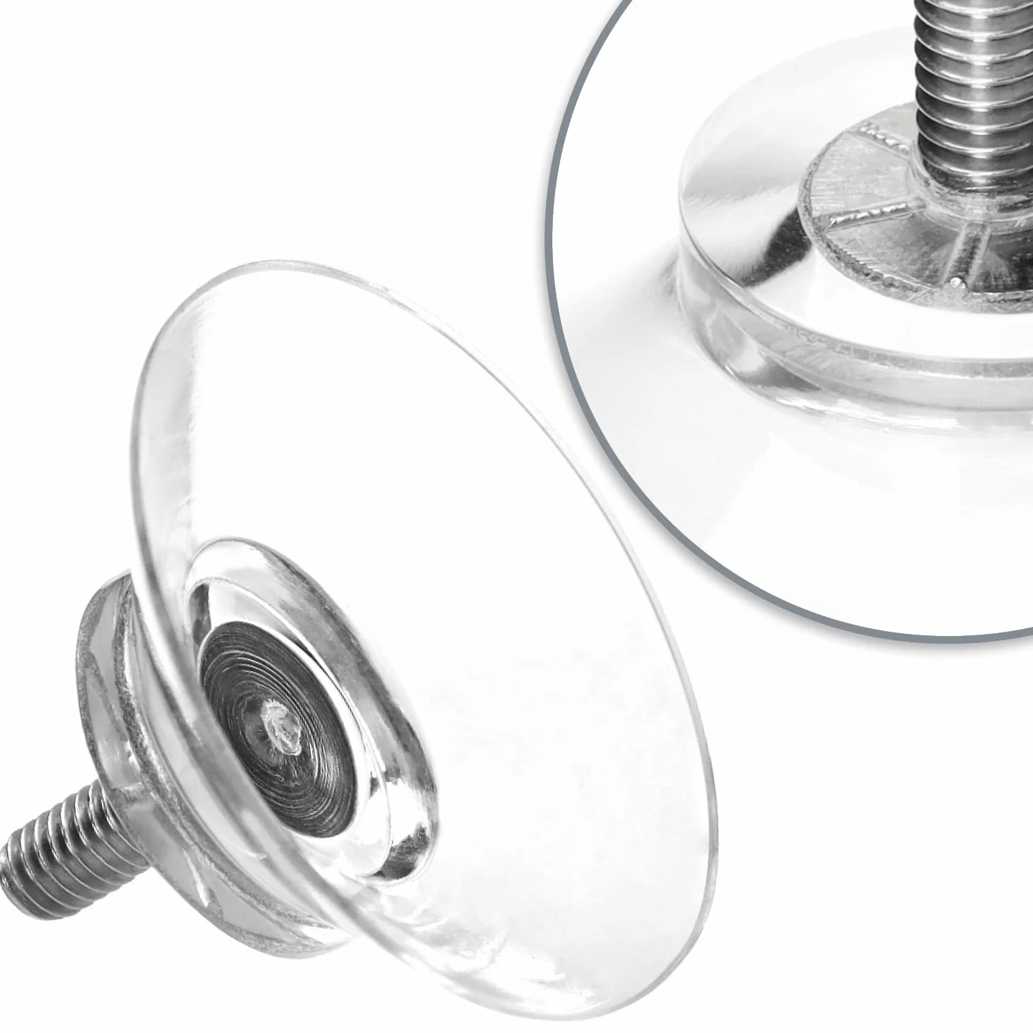 COM-FOUR® Przyssawki 8x z gwintem M4 - Ø 30 mm - Bardzo mocny uchwyt na gladkich powierzchniach - Przyssawka premium z przezroczysta nakretka radelkowana - Latwy montaz bez wiercenia