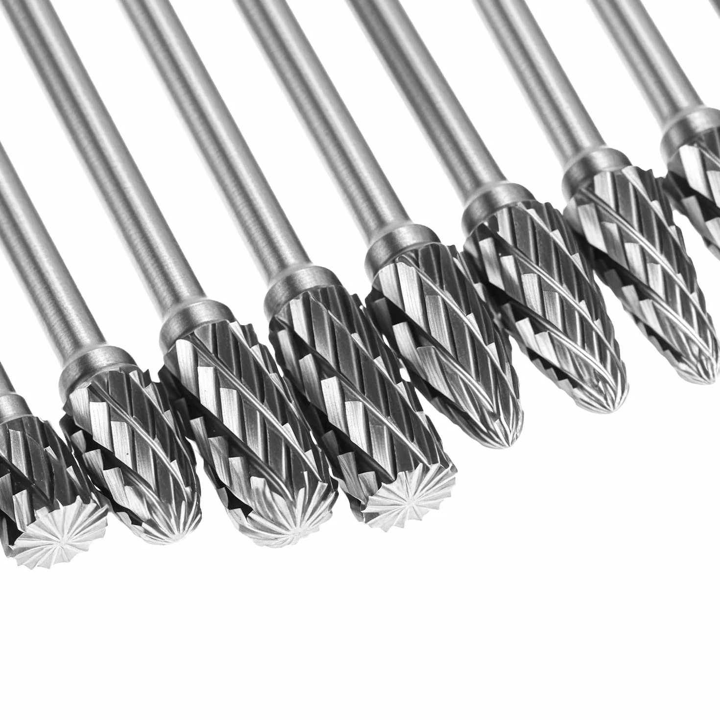 QWORK® 10 szt. Zadziory z podwójnym cięciem z węglika, zestaw zadziorów obrotowych z węglika wolframu 3mm Shank 6mm głowica szlifierska do DIY rzeźba polerowanie metalu grawerowanie