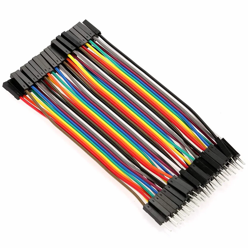 Akozon Breadboard kable 5 sztuk kolorowe 10cm zestaw przewodów połączeniowych 40pin męski na żeński do kabli