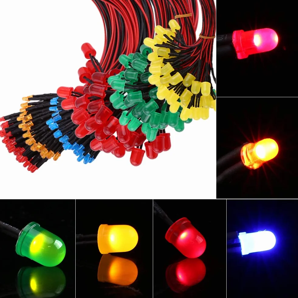 Diody LED DC 12V 3/5/10mm rozproszone wielokolorowe 50 szt.