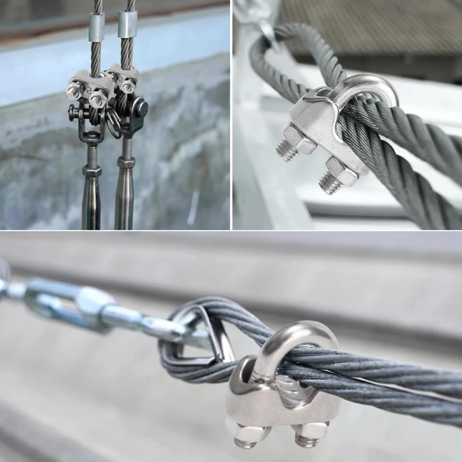 Zaciski kablowe ze stali nierdzewnej M3 304 śruba U do liny stalowej 2-4 mm