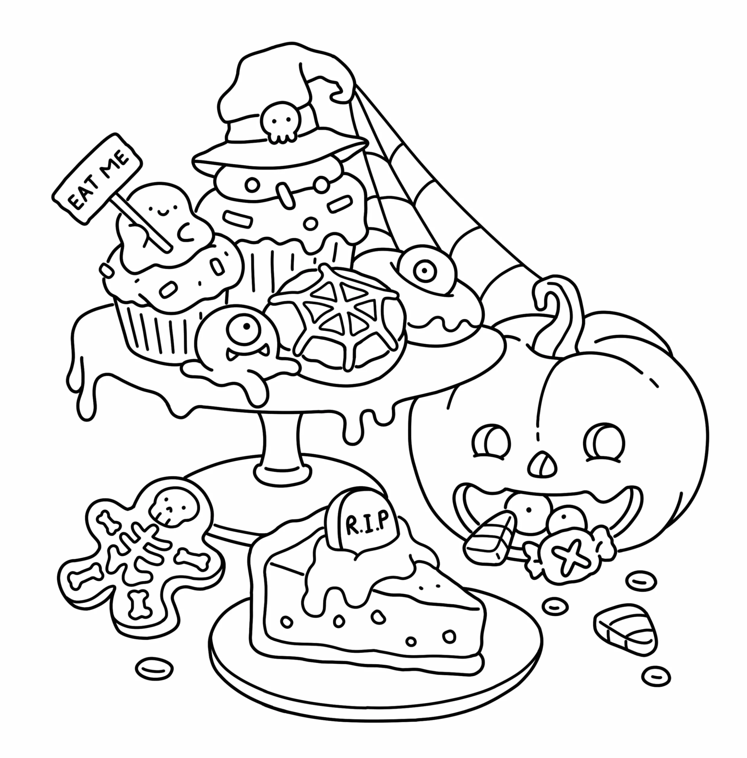 Spooky Fuzzy: Cute Creepy Coloring Book for Adults and Teens