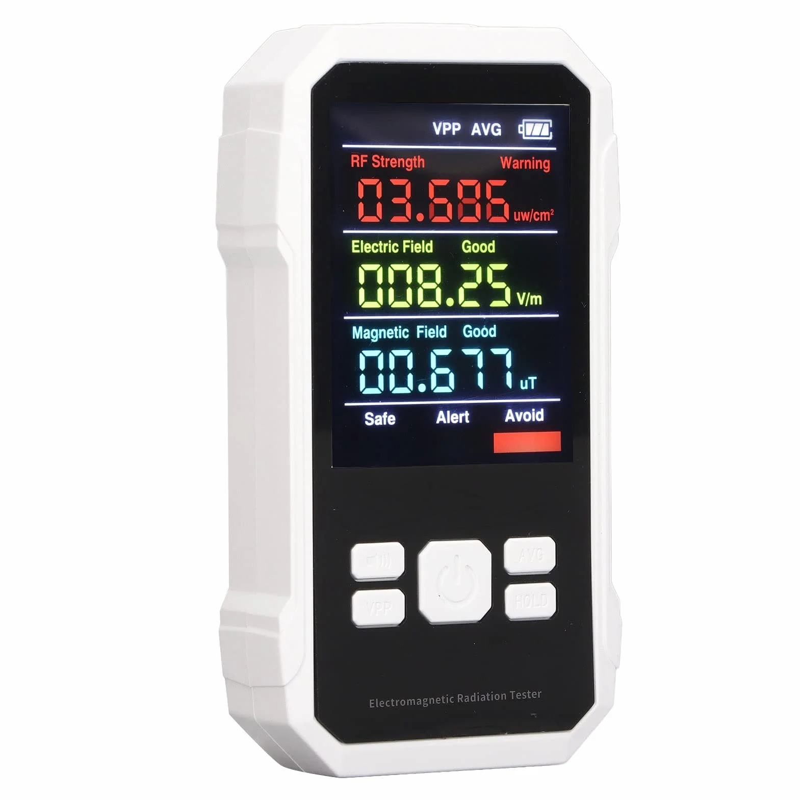Miernik Pola Elektromagnetycznego, Tester Promieniowania Pola Elektromagnetycznego, Ręczny Cyfrowy Detektor Pola Elektromagnetycznego Z Podświetleniem LCD, Miernik Promieniowania Wysokiej(Biały)