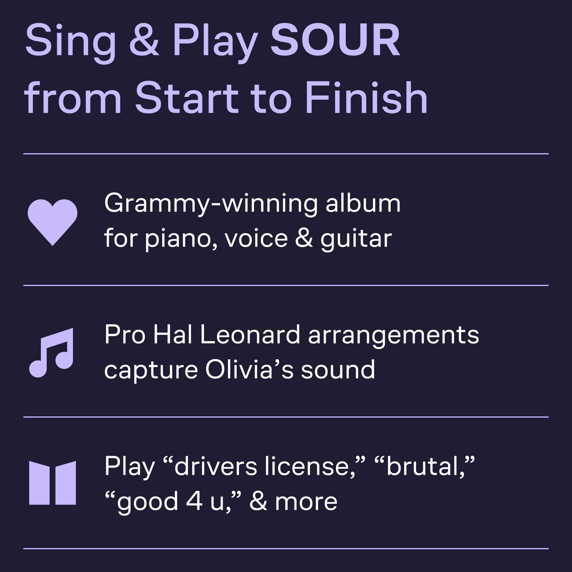 Olivia rodrigo - sour - piano, voix & guitare: Piano/Vocal/guitar