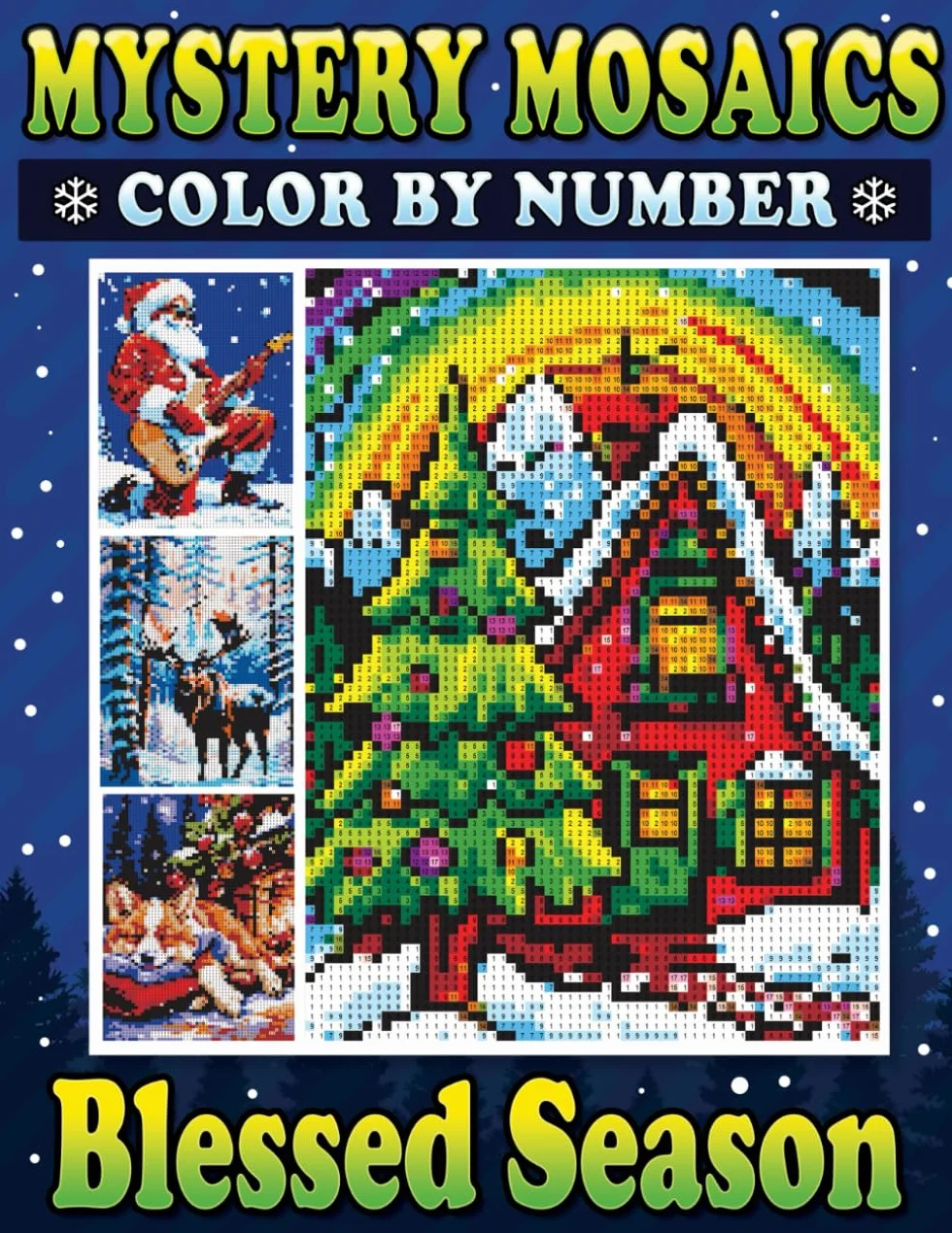 Mystery Mosaics Color By Number Blessed Season: Pixel Art Coloring Book for Adults to Celebrate Christmas Joys and Find Inner Peace - Color Quest for Relaxation