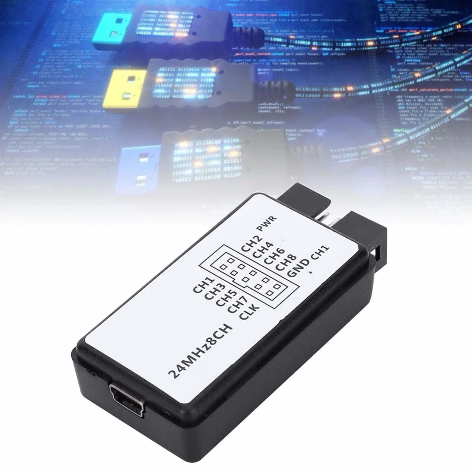 Zestaw USB Logic Analyzer Mini Digital Pocket Size 8-kanałowa pamięć wejściowa 24 MHz do wielu funkcji dekodowania
