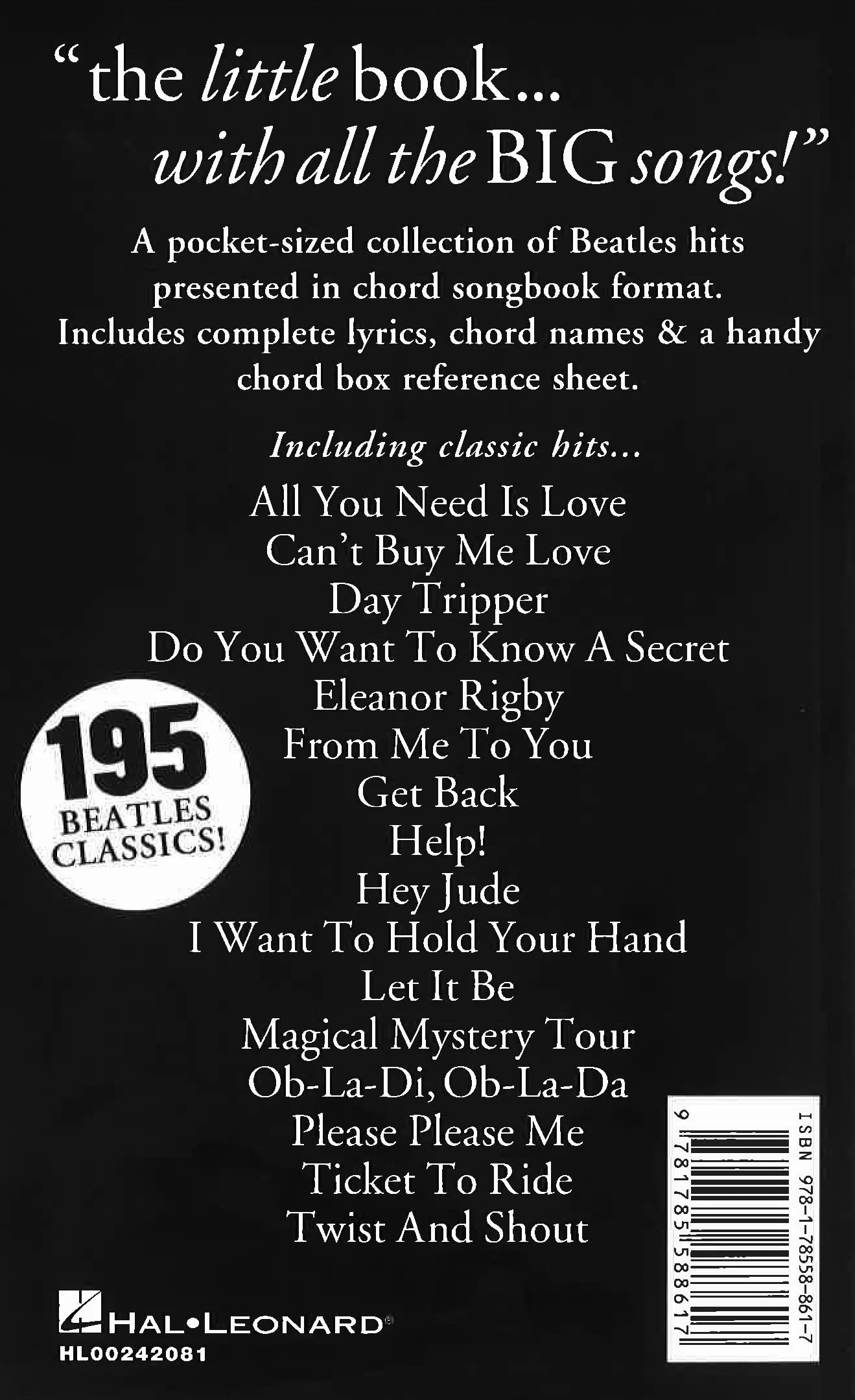 The Beatles The Little Black Songbook: Paroles et Accords (194 Chansons)