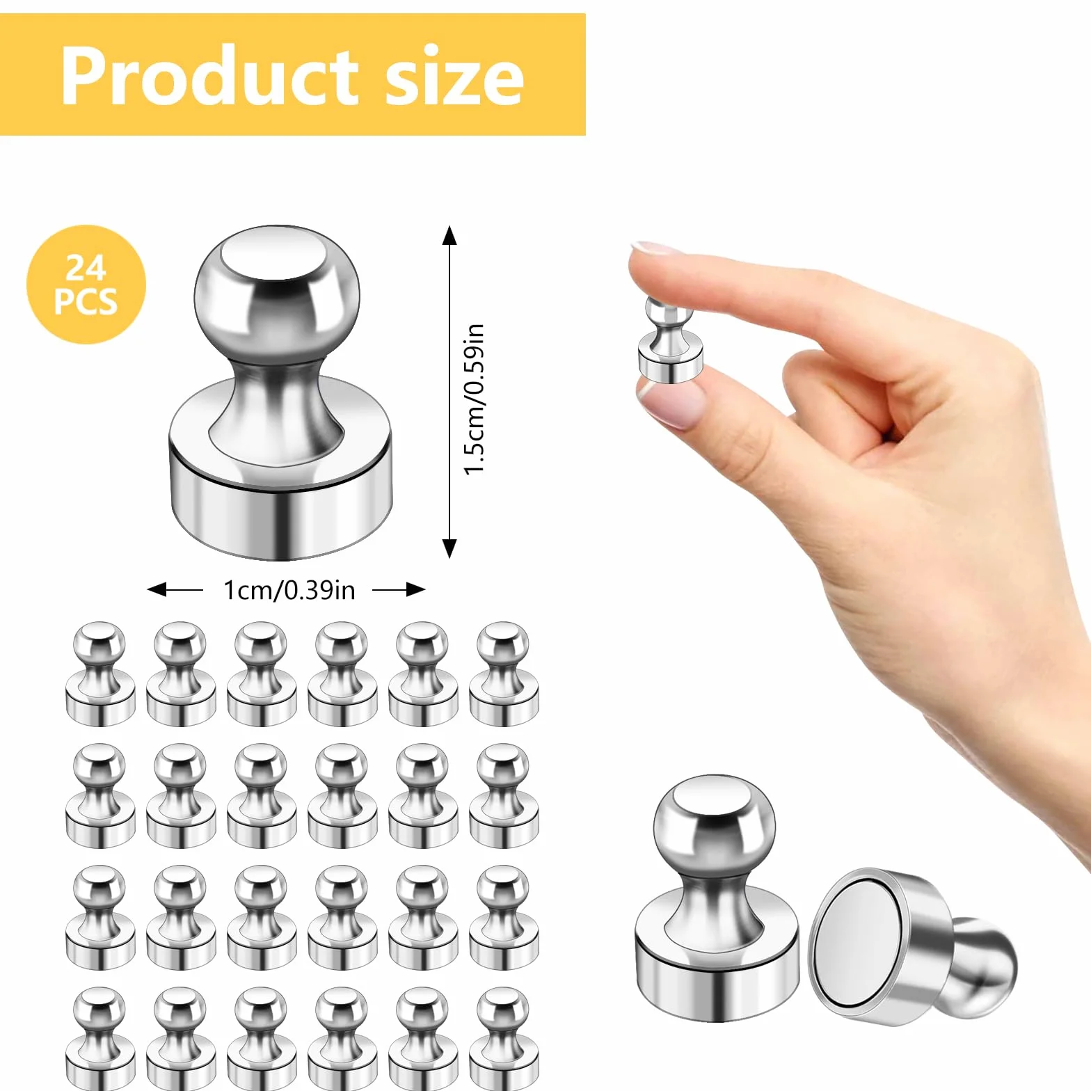 Magnesy Neodymowe Super Mocne, 24 sztuki, Magnetyczne Pinezki do Kuchni, Lodówki, Biura, Tablicy, Szkoły