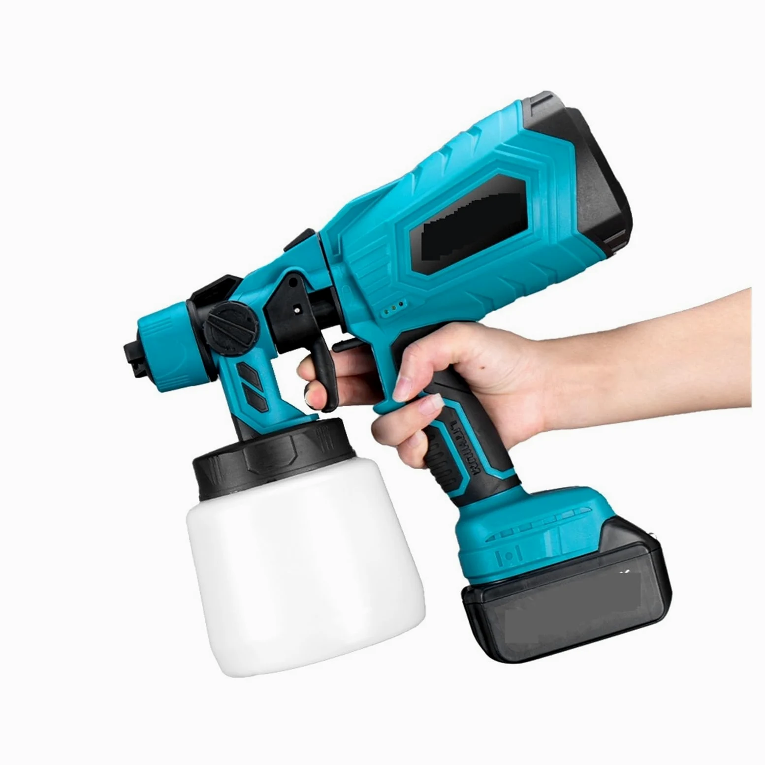 Pistolet do malowania, 1000ML Elektryczny bezprzewodowy pistolet natryskowy do malowania mebli samochodowych, stalowy pistolet natryskowy, 3 dysze, kompatybilny z akumulatorem