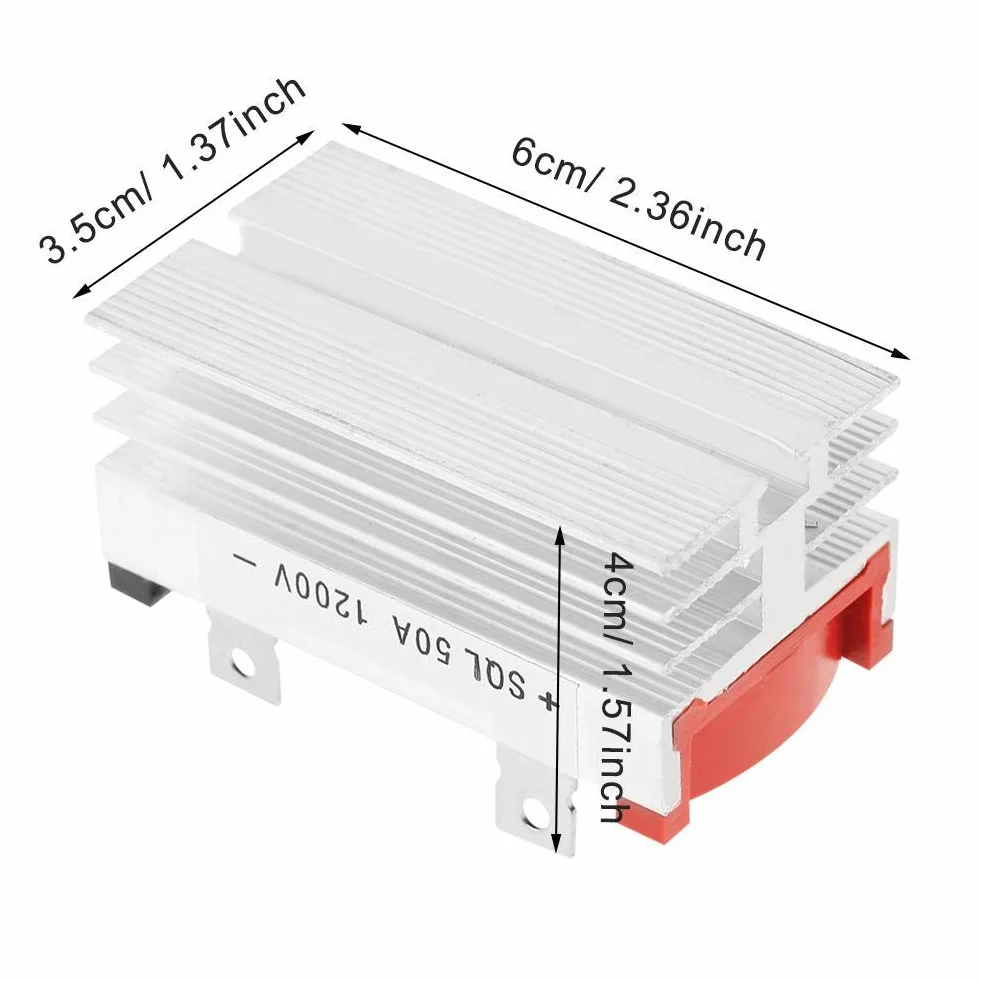Yinhing Most prostownika 2pcs Most prostownika 3 etapy diody 50 Amp 1200 V Aluminium