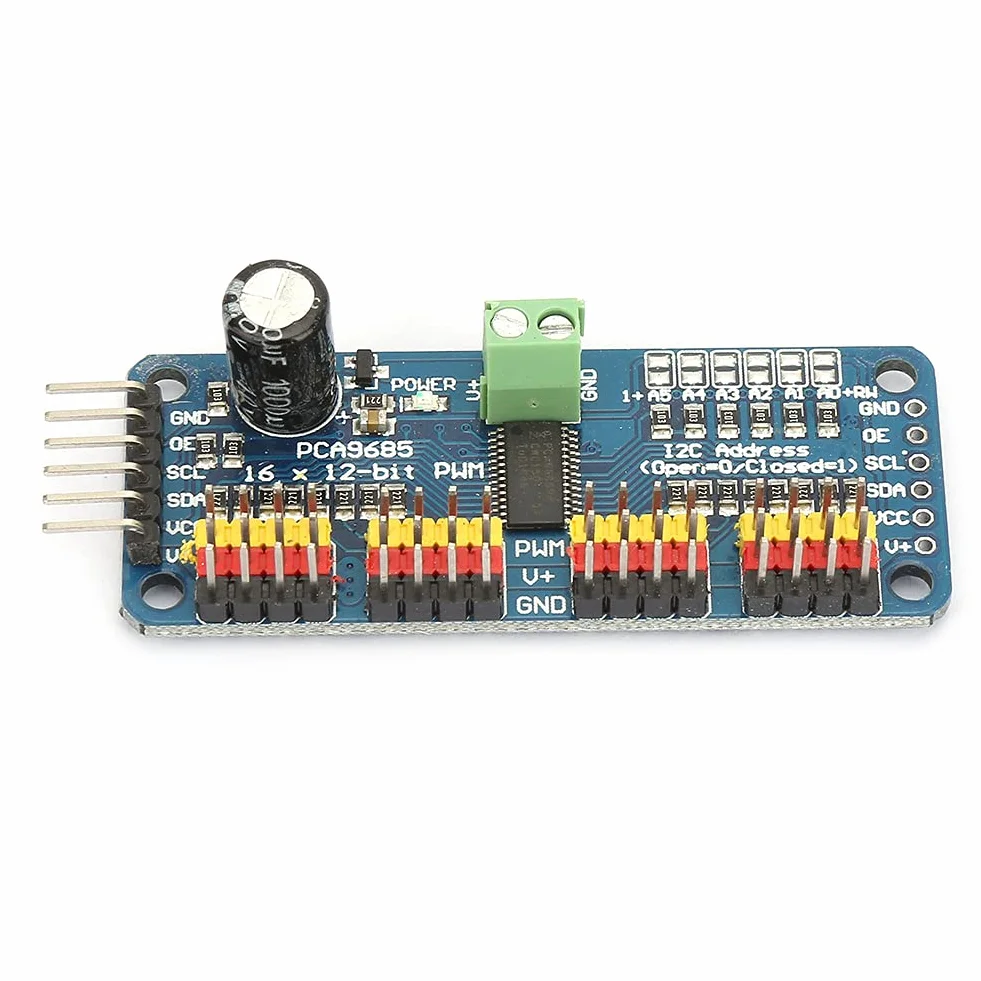 Qqmora PCA9685 16 Kanałów 12-bitowy Sterownik Silnika Serwo PWM Sterowanie Modułem I2C dla Robota Niebieskiego, Sterownik Silnika dla Robota Niebieskiego
