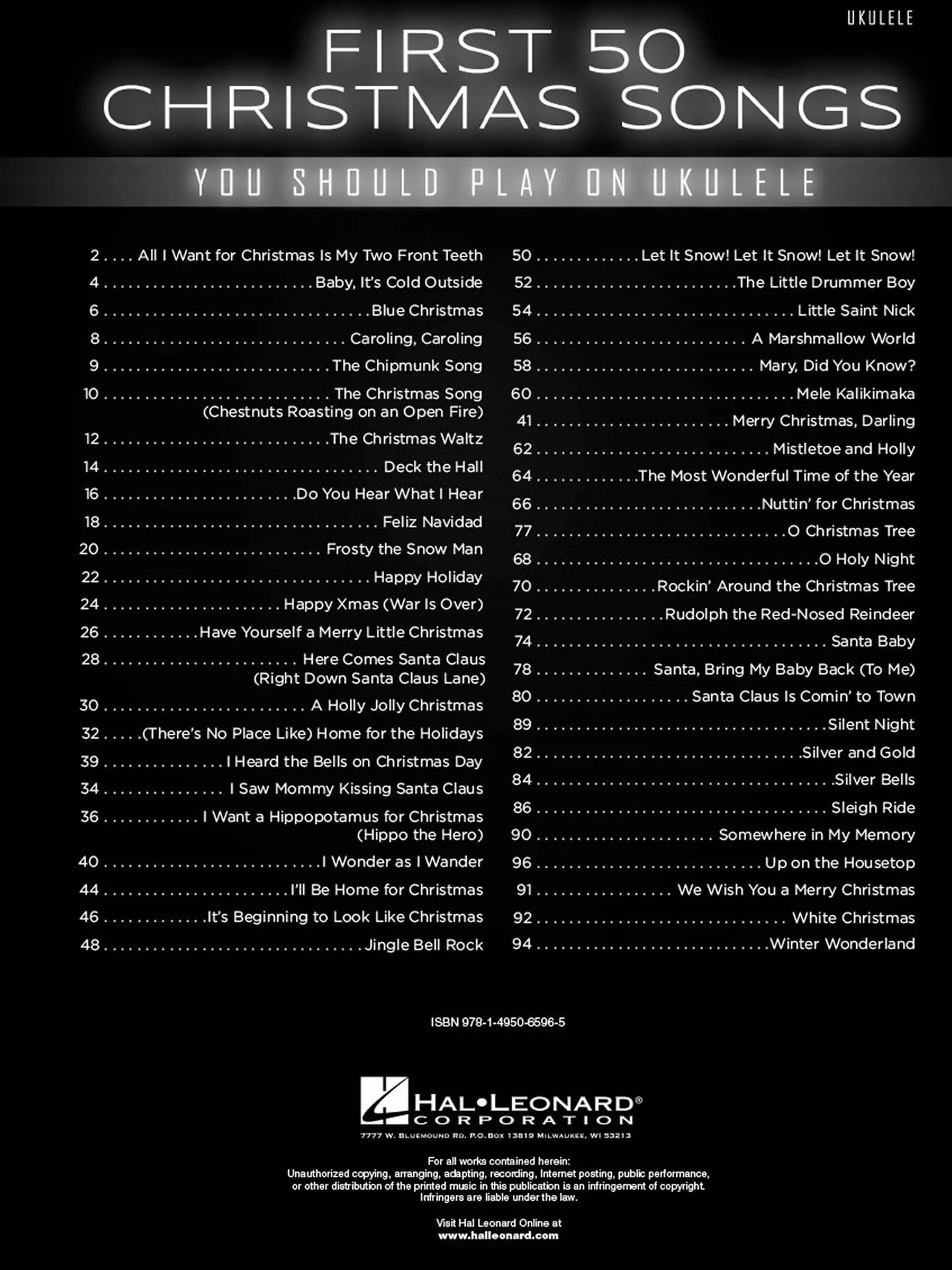 First 50 Christmas Songs Ukulele