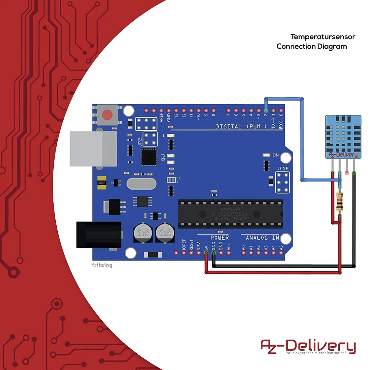 AZDelivery DHT11 czujnik temperatury i wilgotności kompatybilny z Arduino Raspberry Pi eBook