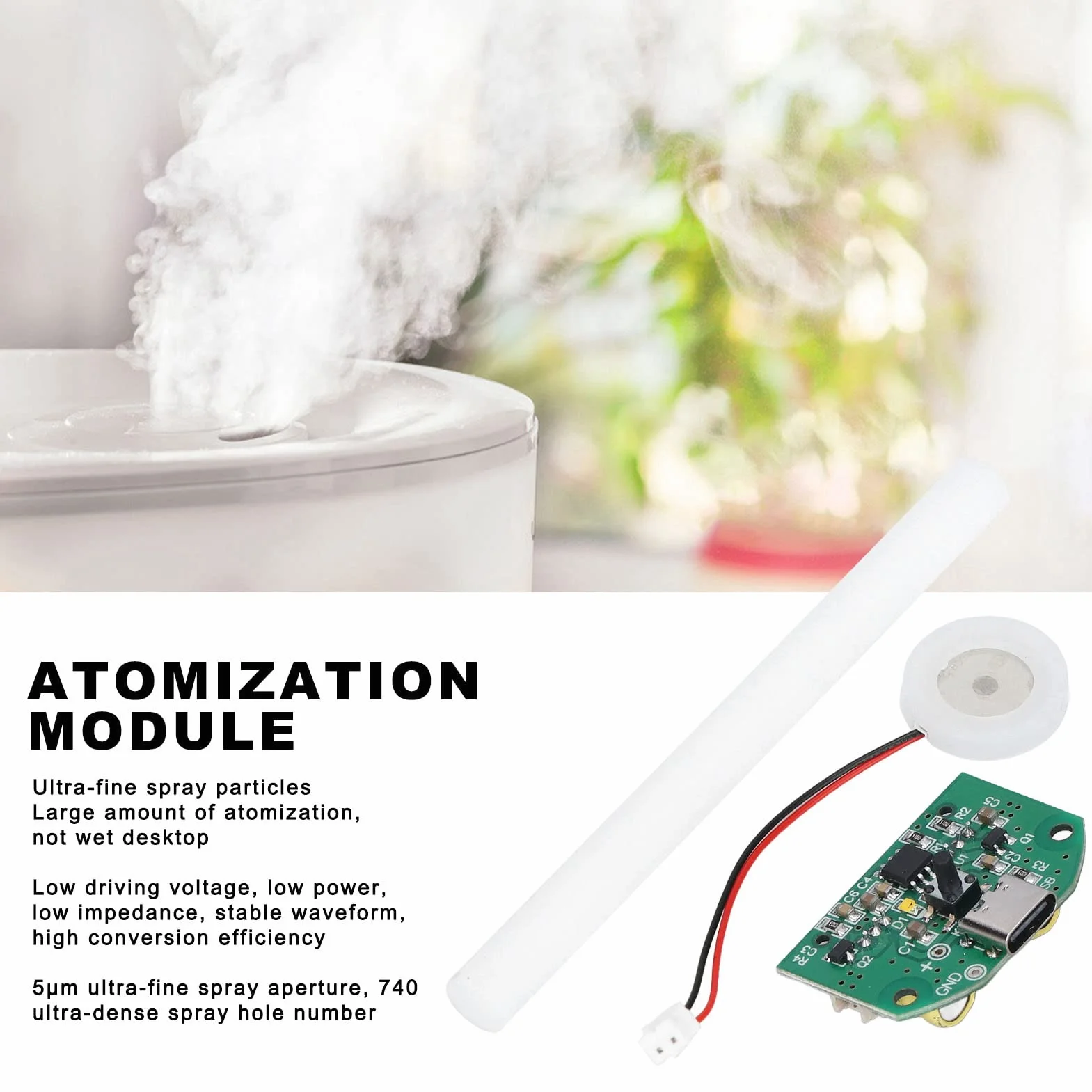 Płytka Atomizująca Podwójny Przełącznik Rozpylający 740 Otworów 5μm Mikroporowaty Atomizer 5V USB