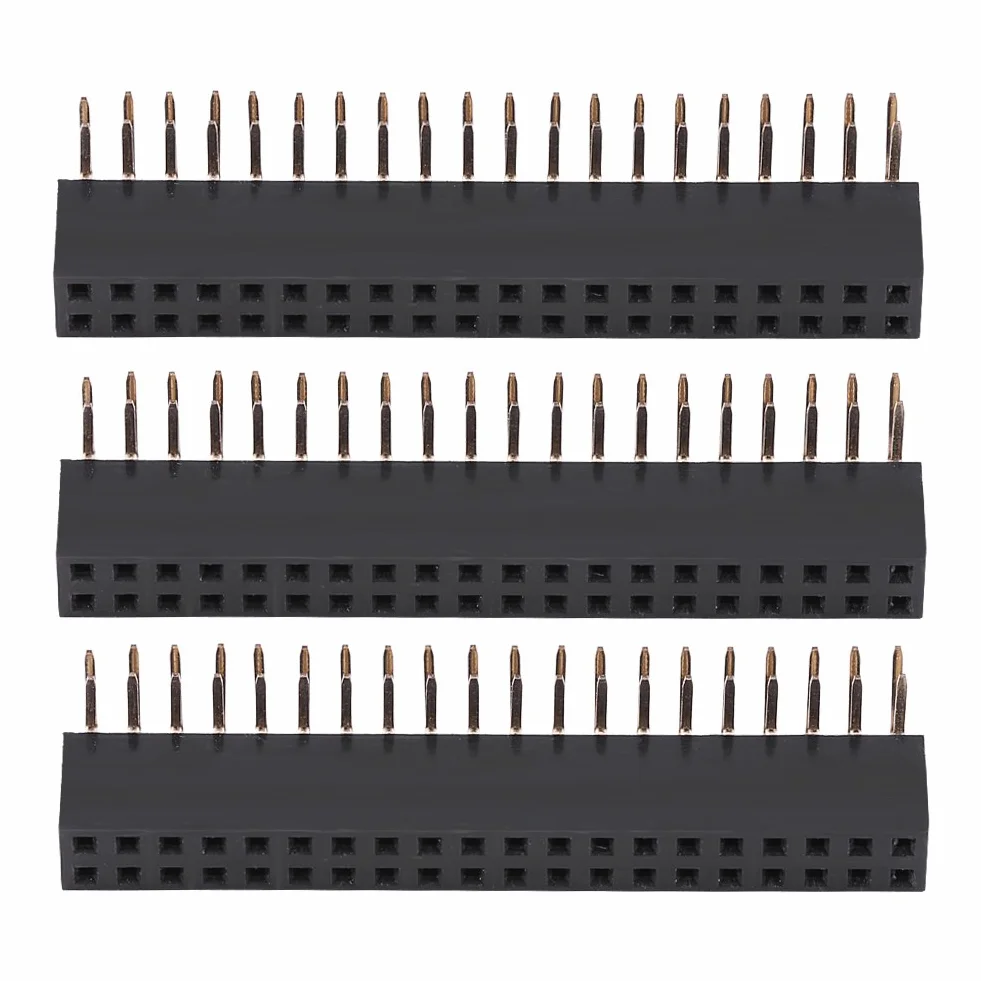 3 szt. 2x20 Pinów o Rozstawie 2,54mm żeńskie Nagłówki Pinów żeńskie Nagłówki żeńskie Dwurzędowe Kątowe Nagłówki Pinów