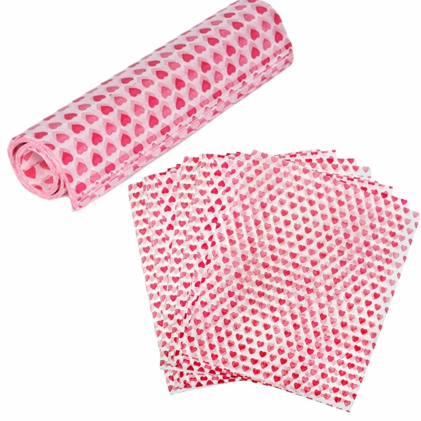 Papier do pieczenia olejoodporny z wzorem serca 50 arkuszy 25x21,5 cm
