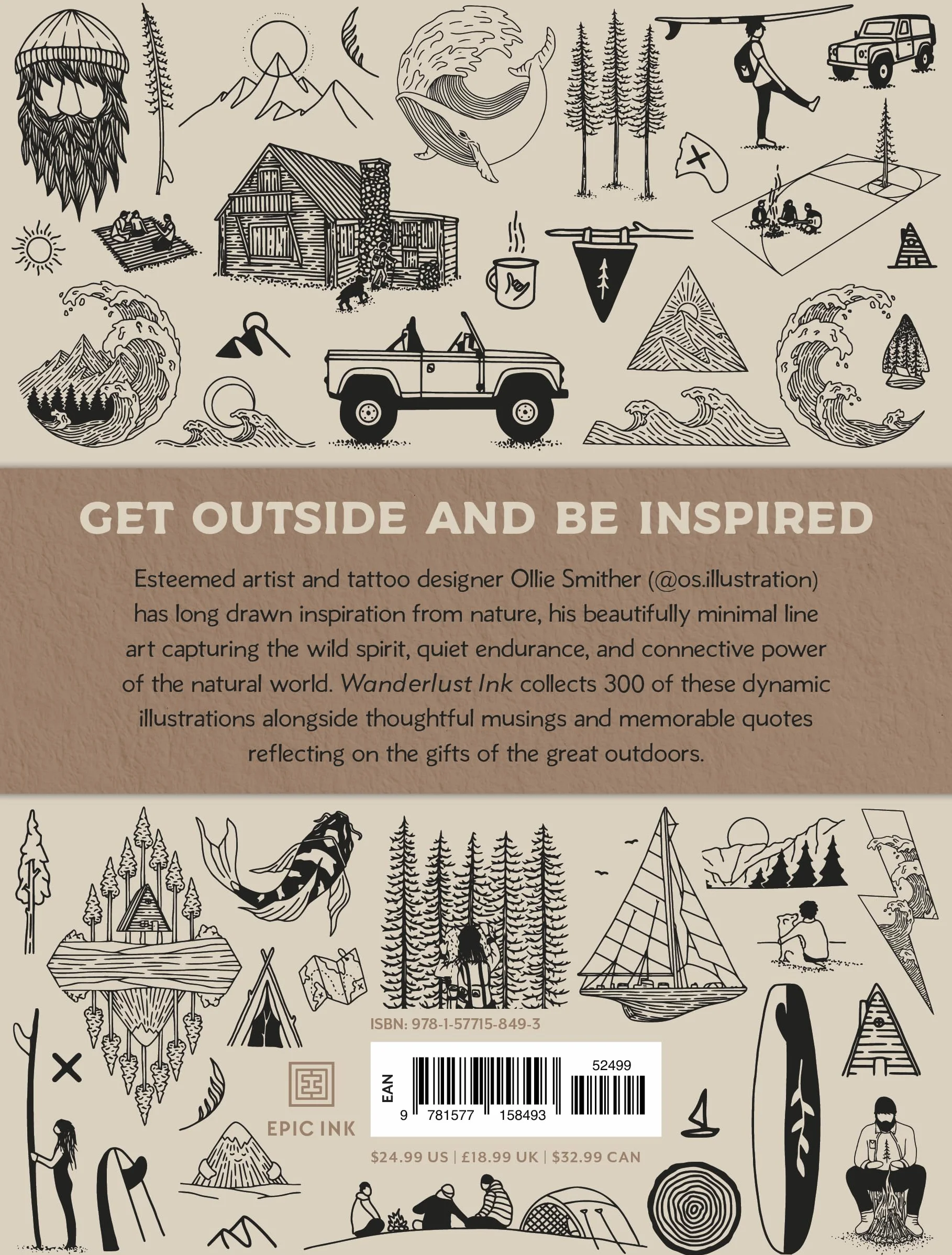 Wanderlust Ink /anglais: 300 Fine Line Tattoo Designs Inspired by Nature & Life on the Road