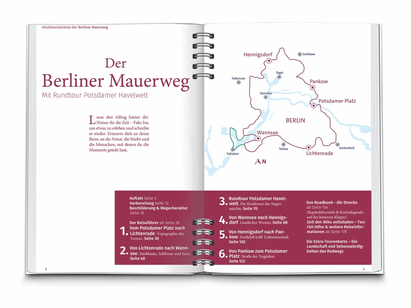 KOMPASS Radreiseführer Der Berliner Mauerweg 164 km Extra-Tourenkarte Reiseführer Streckenbeschreibung
