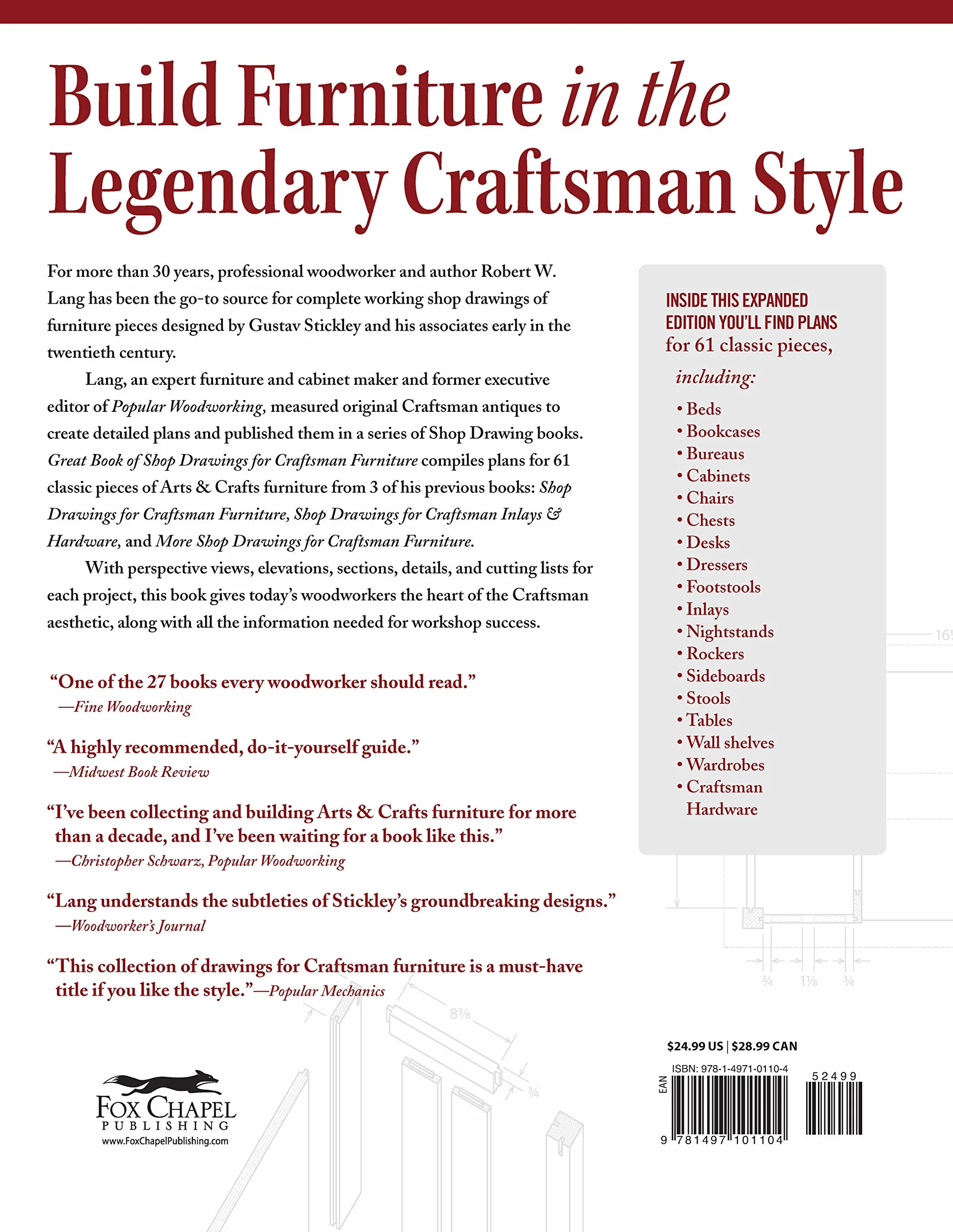 Great Book of Shop Drawings for Craftsman Furniture, Revised & Expanded Second Edition: Authentic Plans for 61 Classic Pieces