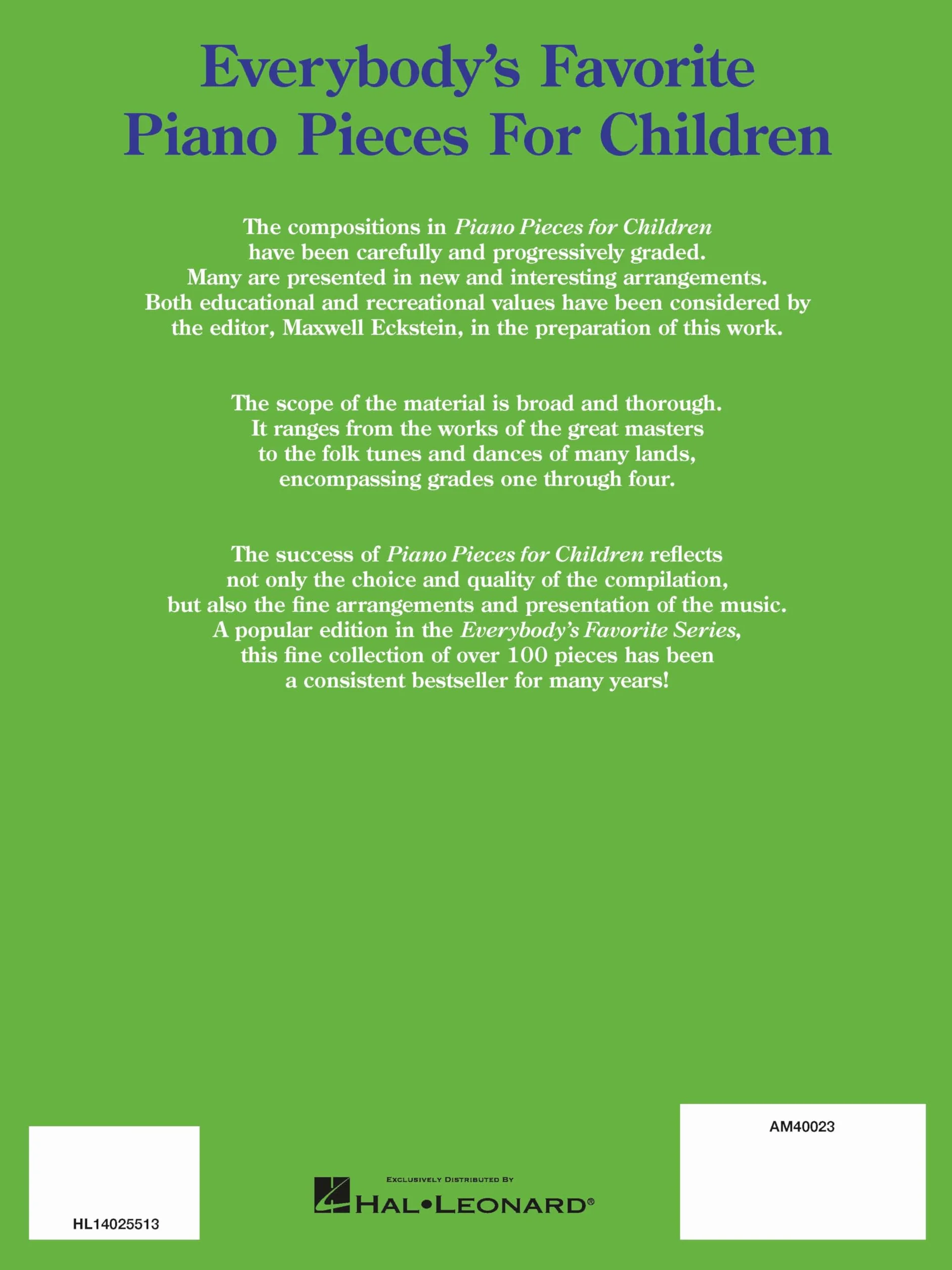 Maxwell Eckstein Piano Pieces for Children EFS 3 Recueil Everybody's Favorite Series No. 3