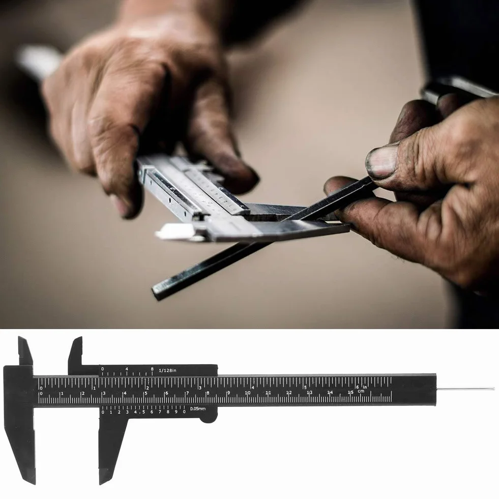 Cyfrowa Suwmiarka z Noniuszem, Czarna, Plastikowa, 150 mm, Podwójna Skala, Mechaniczne Stopnie Wyświetlające, Narzędzie Pomiarowe z Dokładnością 0,5 mm