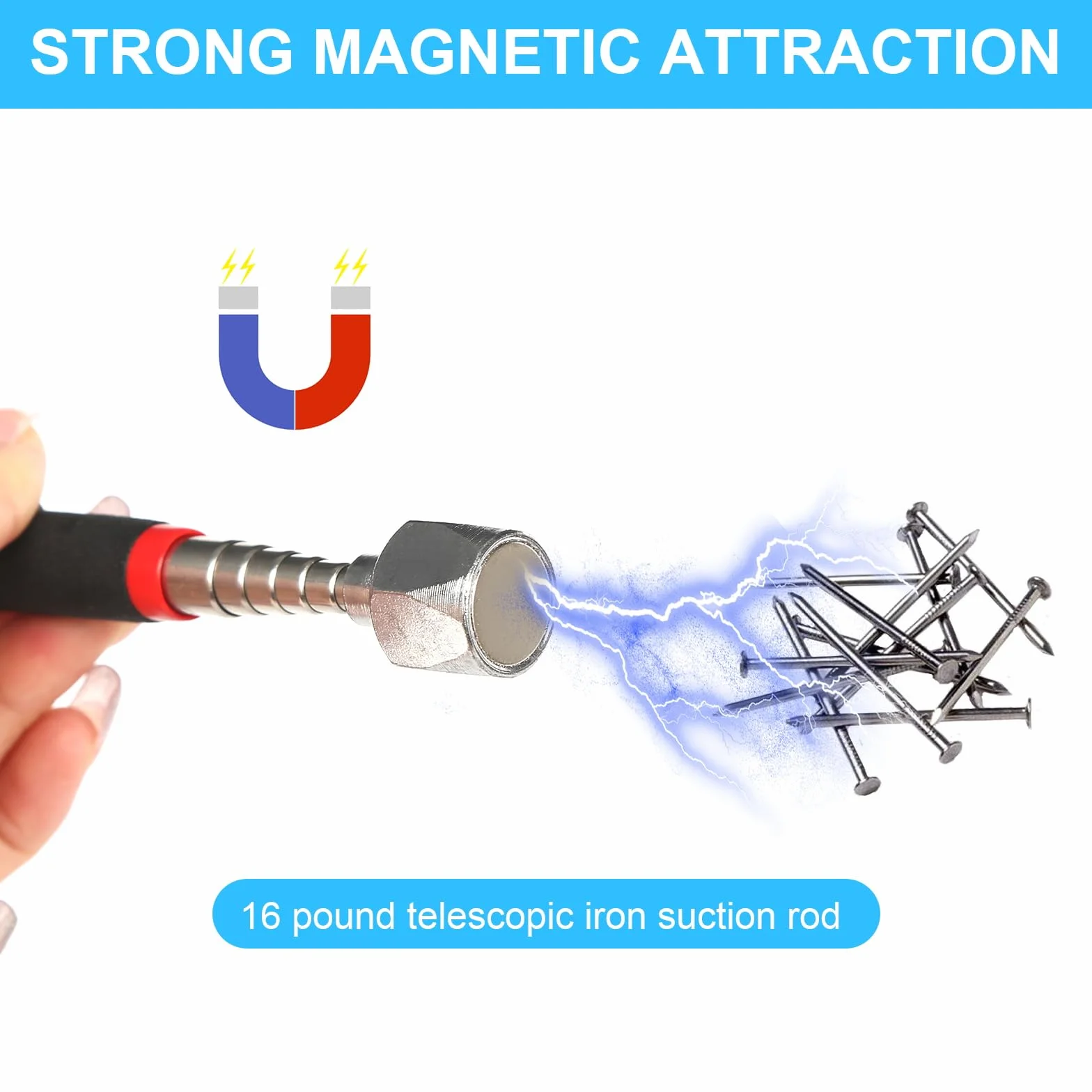 Magnes prętowy teleskopowy 7,2 kg 83 cm mocny neodymowy Telescopic Magnetic Pick-Up Tool