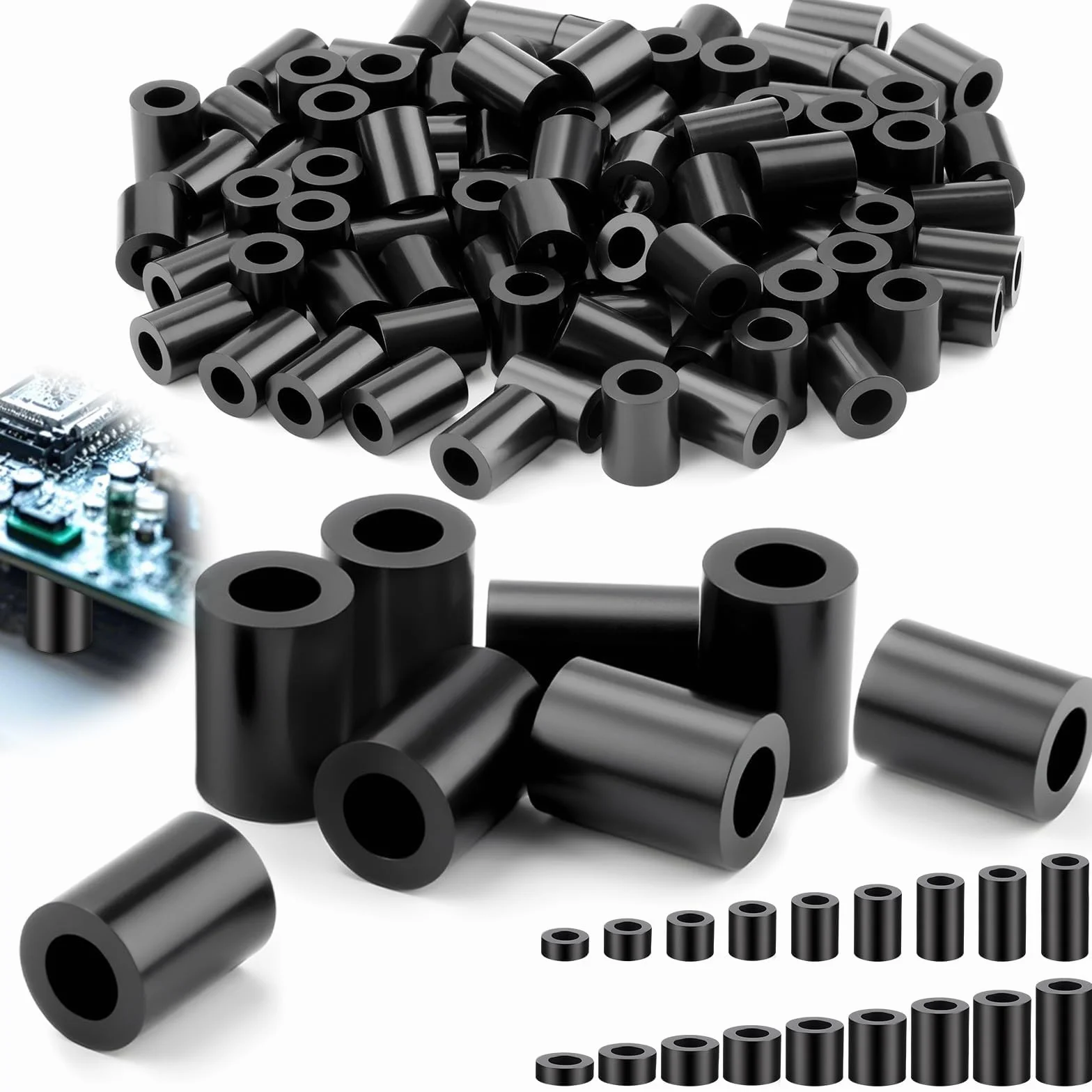 Tulejki dystansowe M8 z tworzywa ABS 12x14mm czarne izolacja