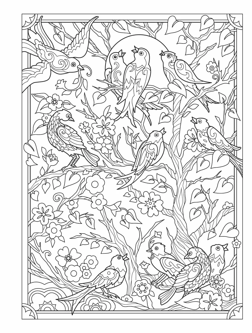 Creative Haven Birds and Blossoms Coloring Book