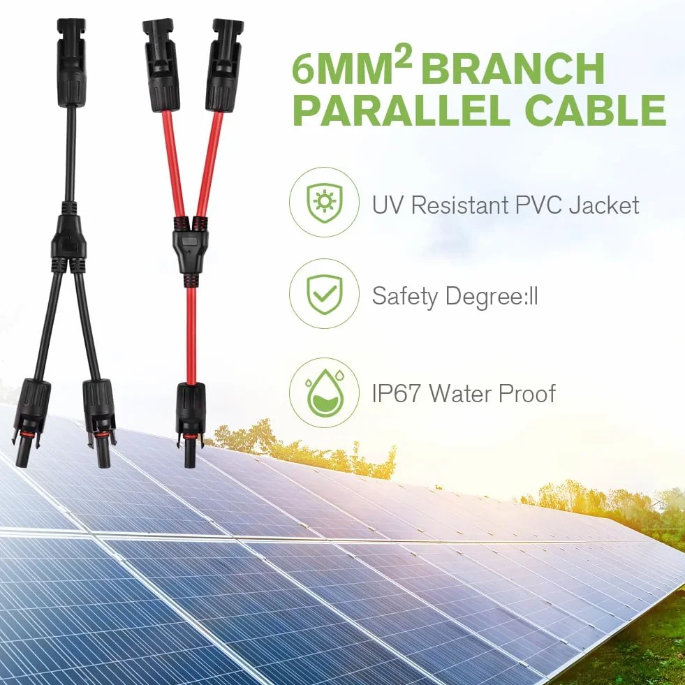 Złącze Panelu Słonecznego URAQT 1 Para 6 mm² 10AWG Wodoodporne Plug and Play Splitter MMF+FFM 1 Mężczyzna do 2