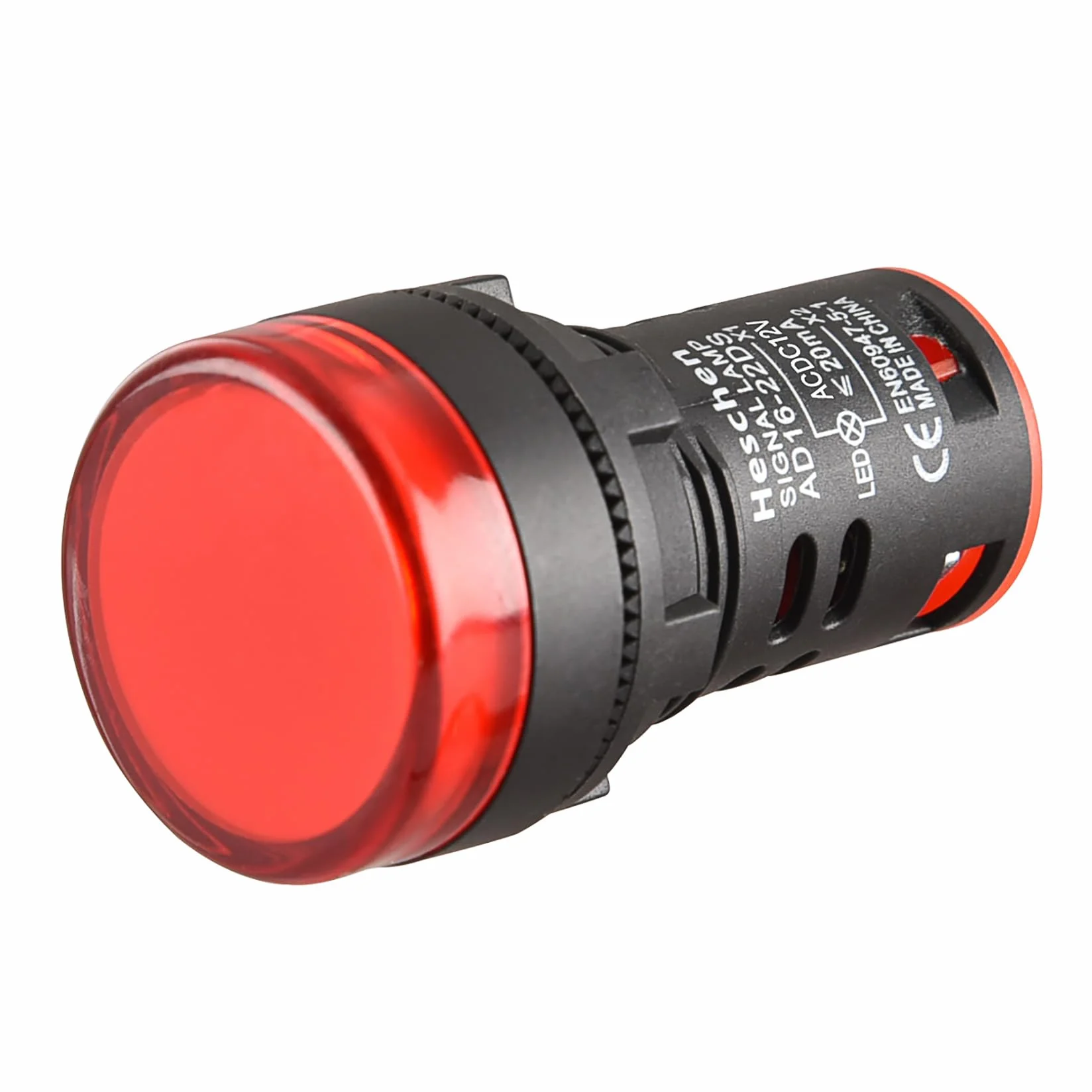Heschen 22 mm LED wskaźnik świetlny AD16-22D/S 12 V DC 20 mA czerwone światło kolor 5 szt.