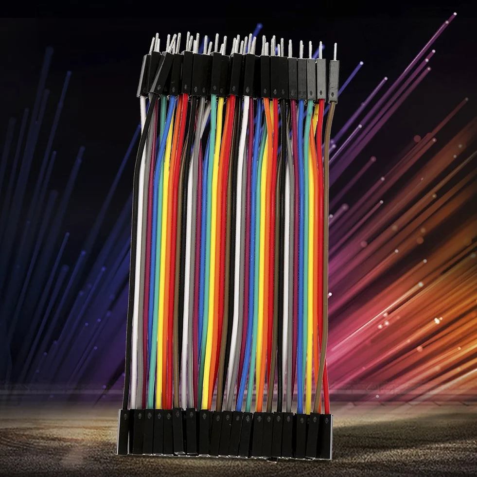 Akozon Breadboard kable 5 sztuk kolorowe 10cm zestaw przewodów połączeniowych 40pin męski na żeński do kabli