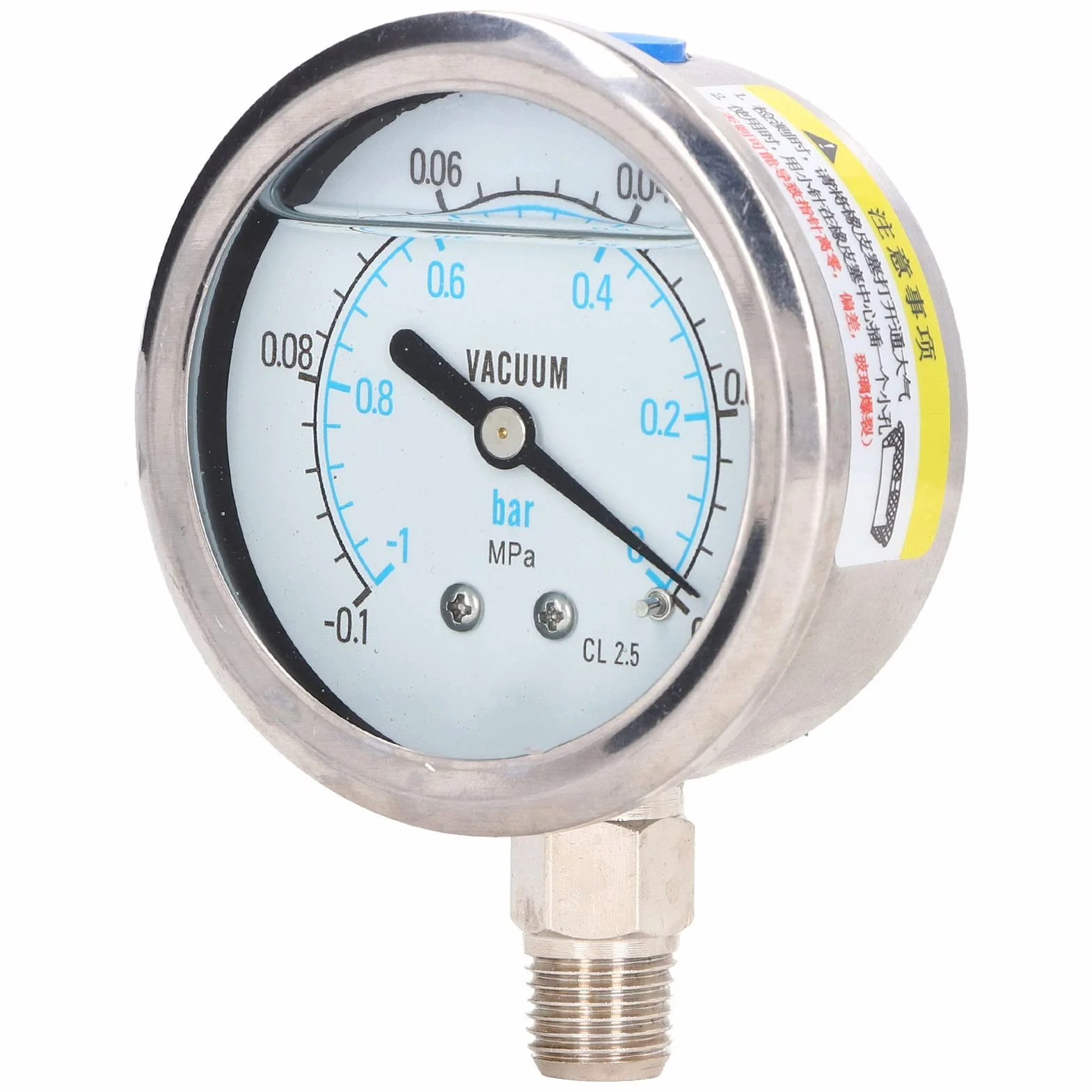 Manometr ze Stali Nierdzewnej Gwint NPT do Oleju Hydraulicznego Powietrze-woda -0,1~0 MPa