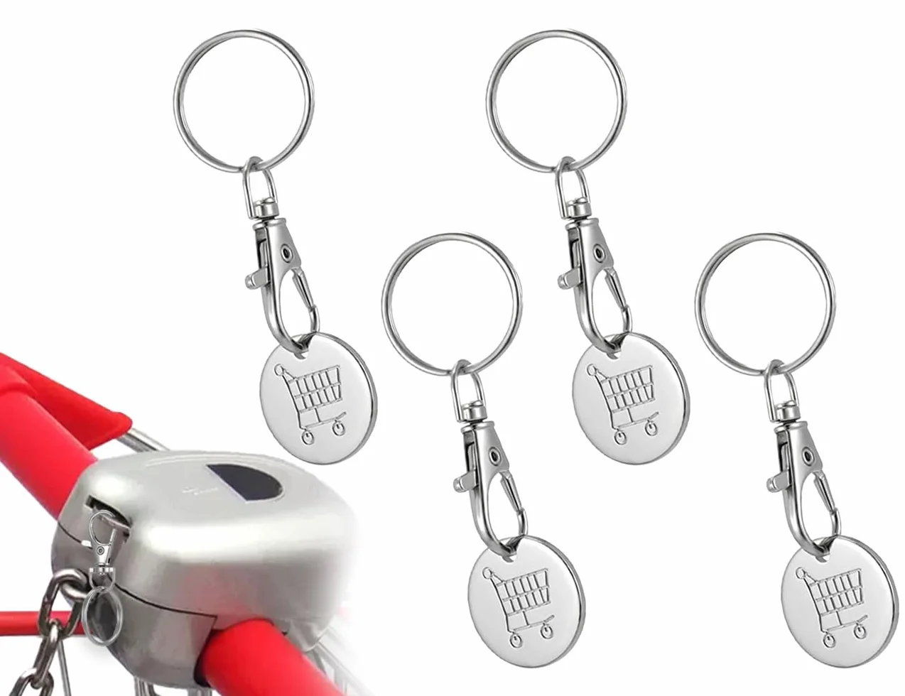 ZoeTekway 4 żetony do wózków na zakupy, breloczek do kluczy, odryglator